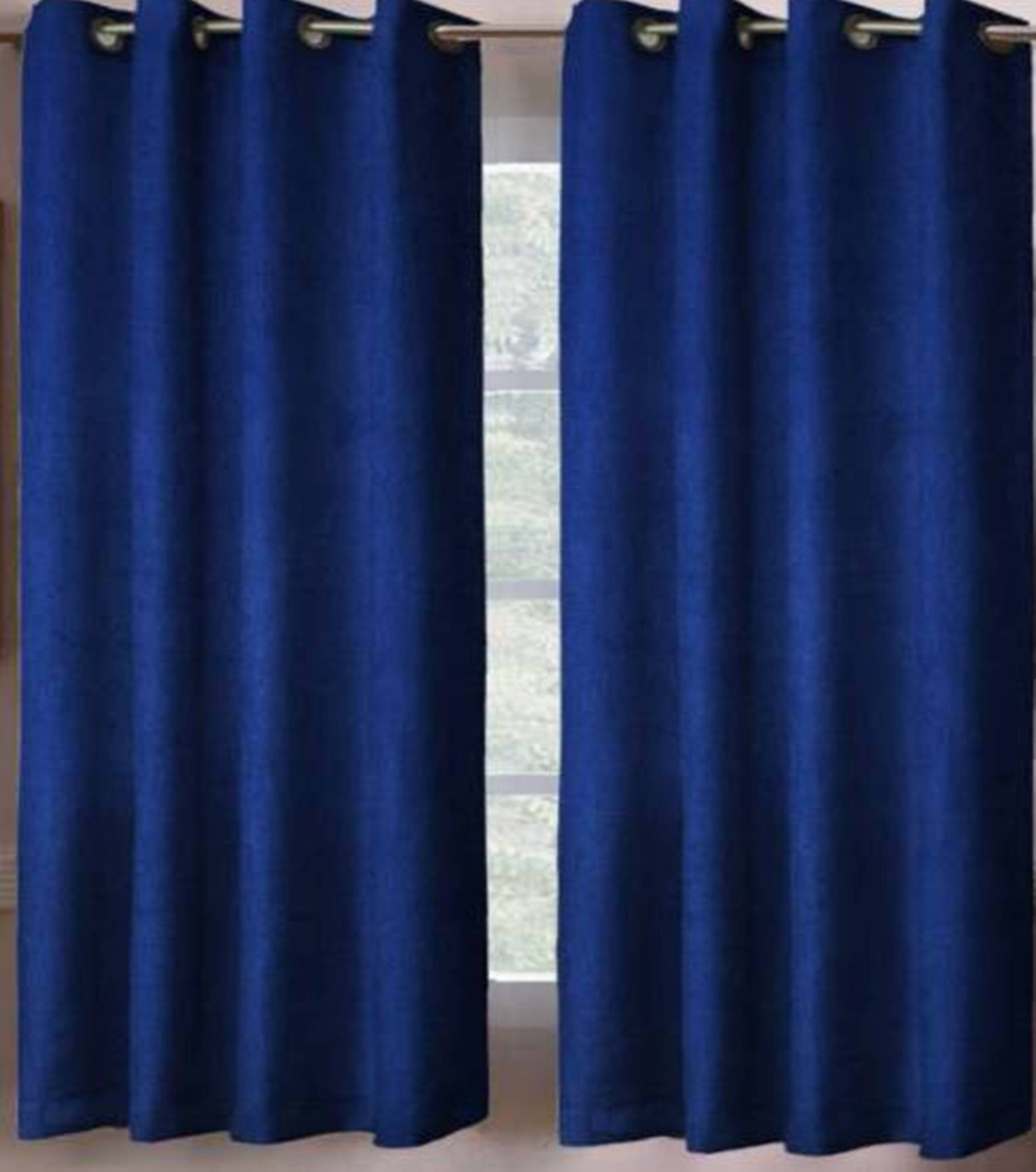 N2C Home Solid Semi-Transparent Eyelet Curtain 5 ft ( Pack of 2 ) - Blue N2C Home Solid Semi-Transparent Eyelet Curtain 5 ft ( Pack of 2 ) - Blue