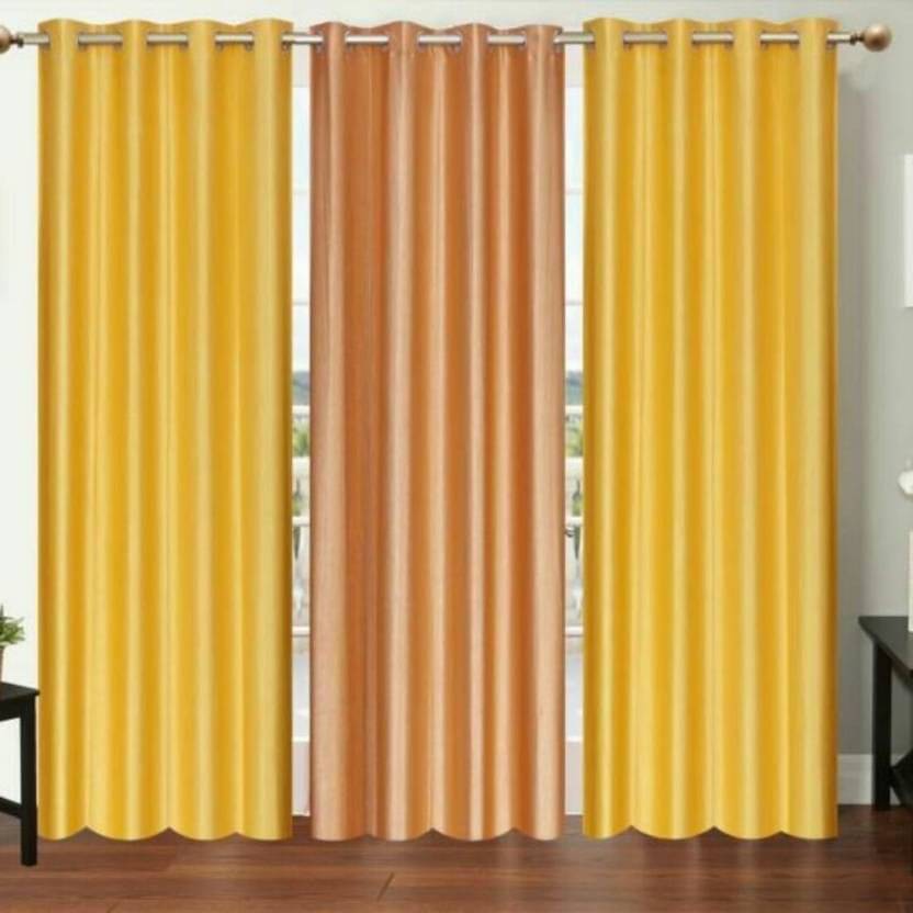 N2C Home Solid Semi-Transparent Eyelet Curtain 5 ft ( Pack of 3 ) - Cream N2C Home Solid Semi-Transparent Eyelet Curtain 5 ft ( Pack of 3 ) - Cream