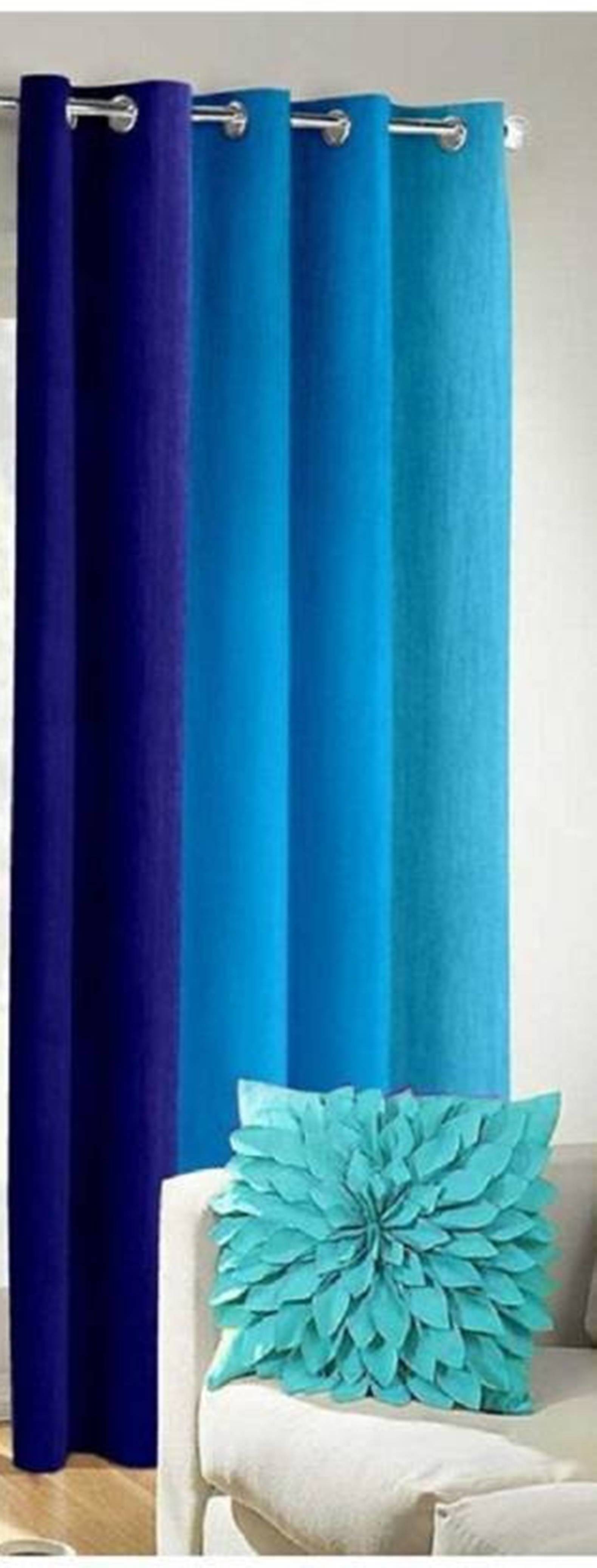 N2C Home Vertical Striped Semi-Transparent Eyelet Curtain 9 ft ( Pack of 1 ) - Blue N2C Home Vertical Striped Semi-Transparent Eyelet Curtain 9 ft ( Pack of 1 ) - Blue