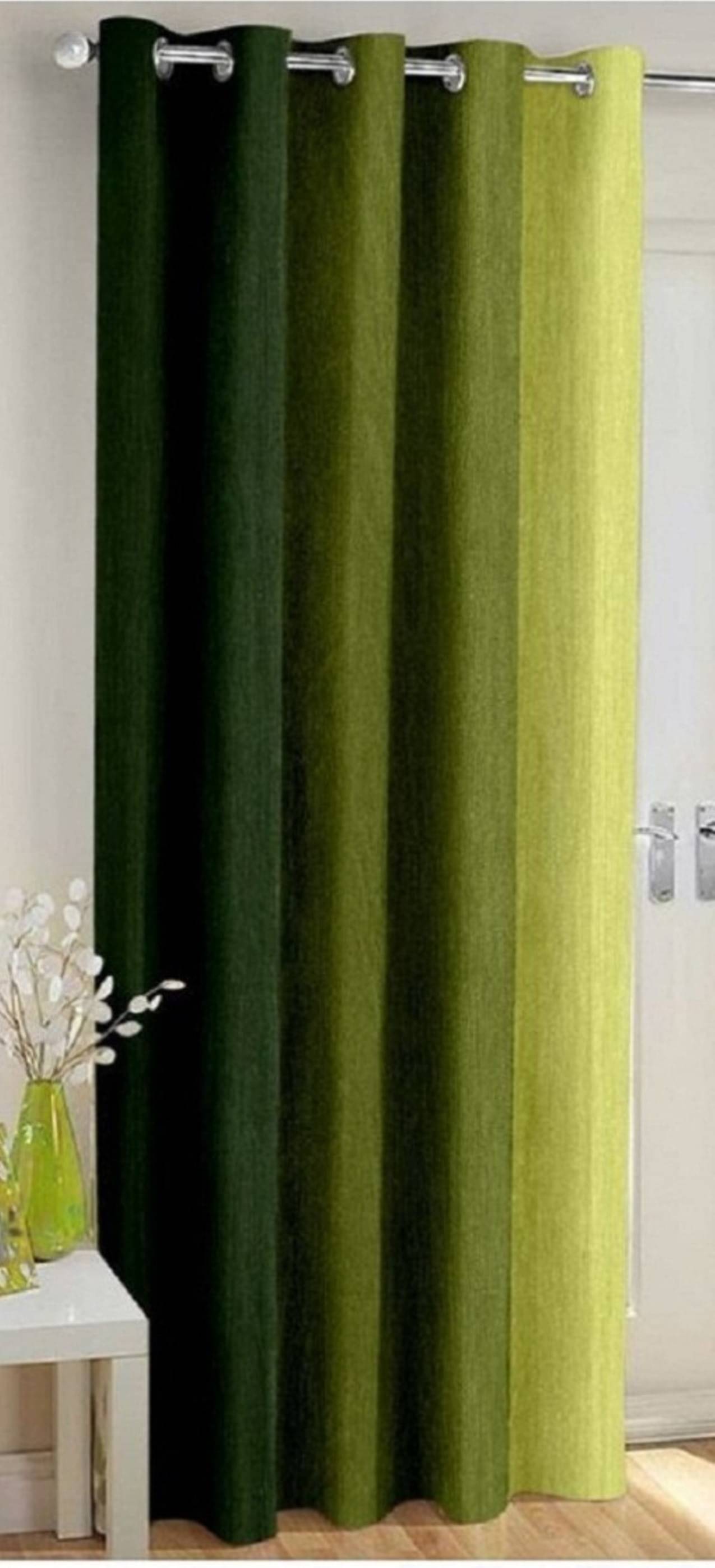 N2C Home Vertical Striped Semi-Transparent Eyelet Curtain 5 ft ( Pack of 1 ) - Green N2C Home Vertical Striped Semi-Transparent Eyelet Curtain 5 ft ( Pack of 1 ) - Green