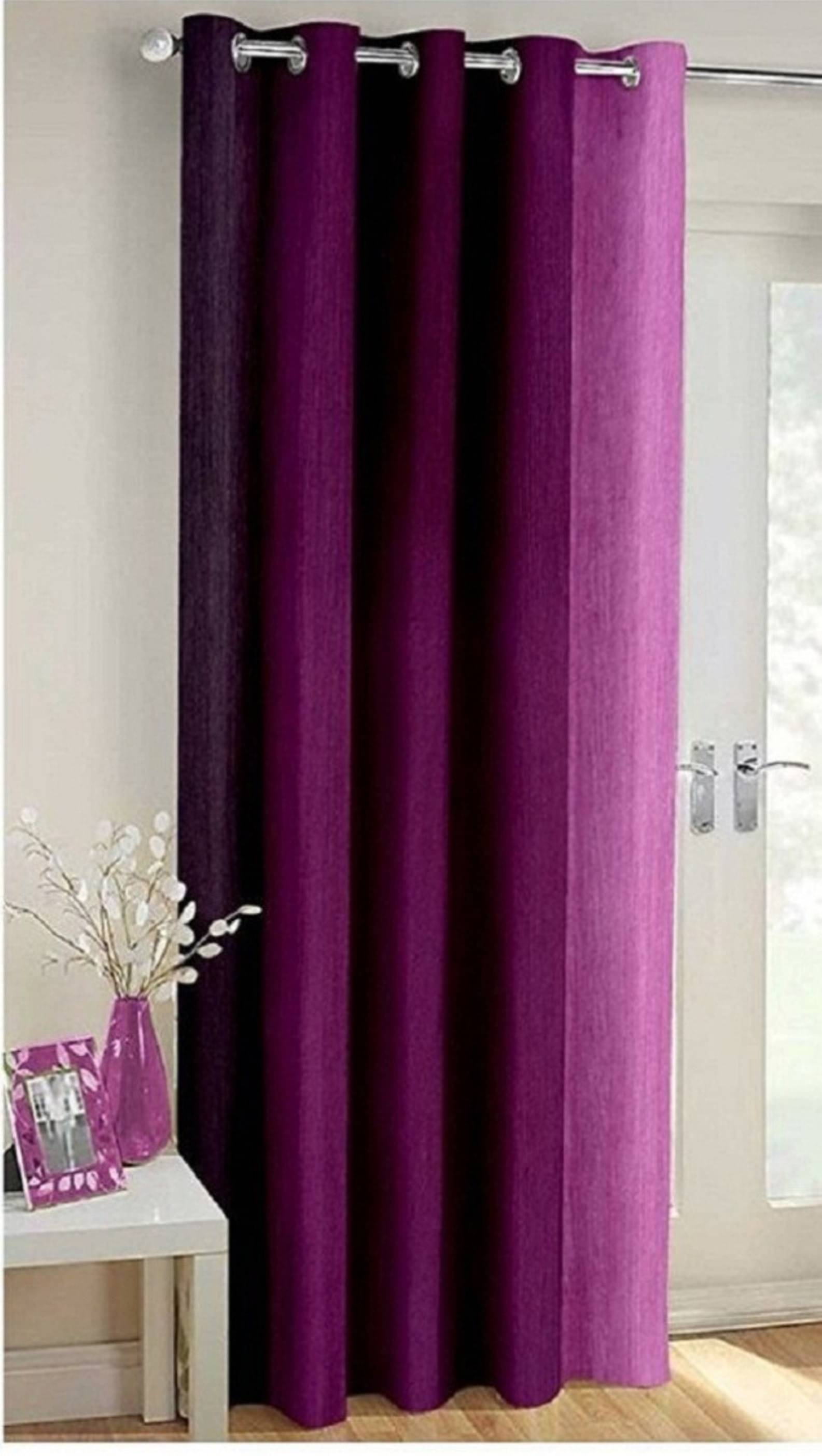 N2C Home Vertical Striped Semi-Transparent Eyelet Curtain 5 ft ( Pack of 1 ) - Purple N2C Home Vertical Striped Semi-Transparent Eyelet Curtain 5 ft ( Pack of 1 ) - Purple
