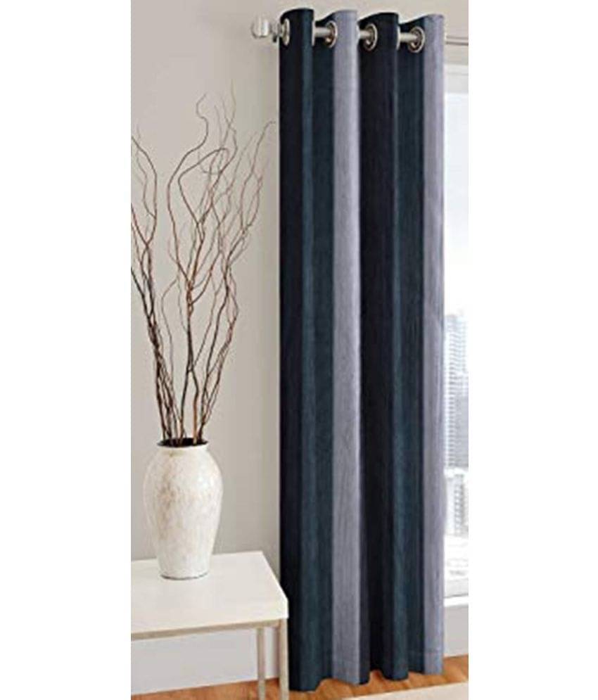 N2C Home Vertical Striped Semi-Transparent Eyelet Curtain 5 ft ( Pack of 1 ) - Black N2C Home Vertical Striped Semi-Transparent Eyelet Curtain 5 ft ( Pack of 1 ) - Black