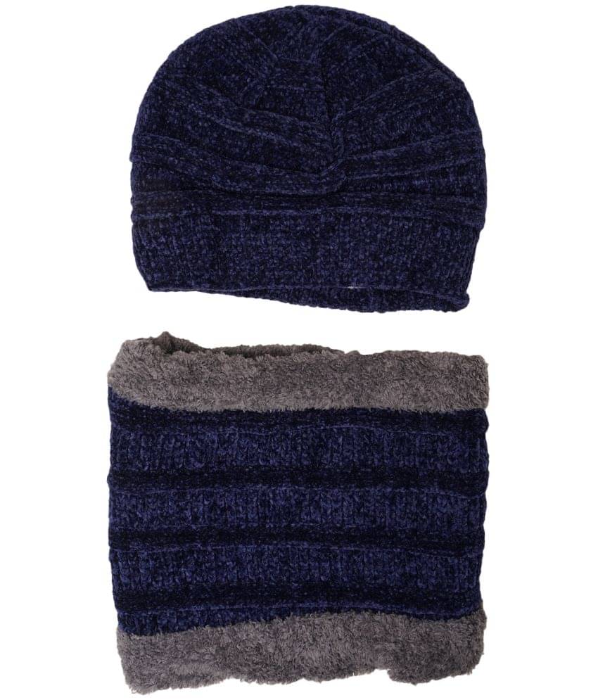     			PENYAN - Navy Blue Woollen Women's Cap ( Pack of 1 )