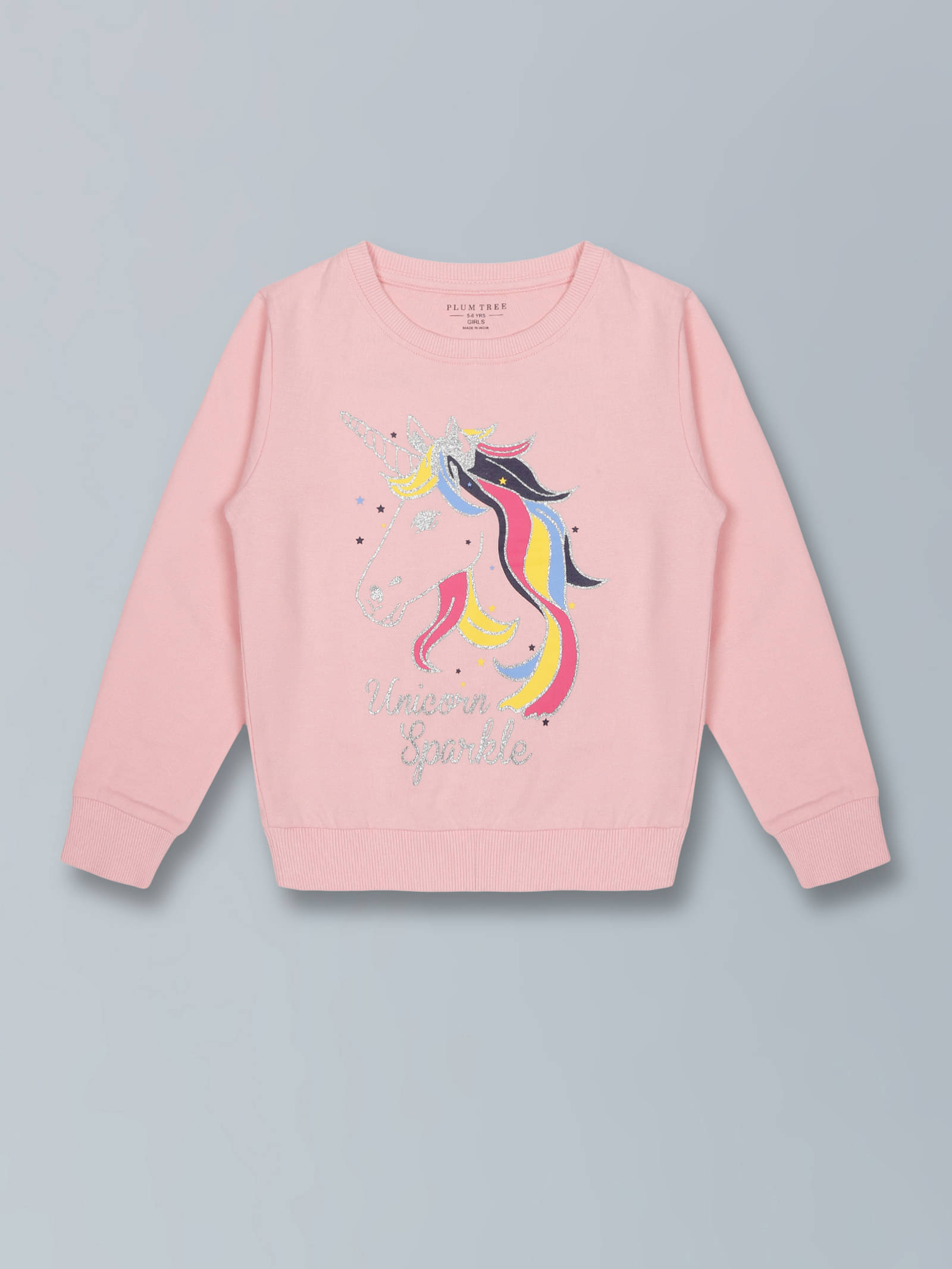     			PLUM TREE Girls Cotton Blend Sweatshirt ( Light Pink )