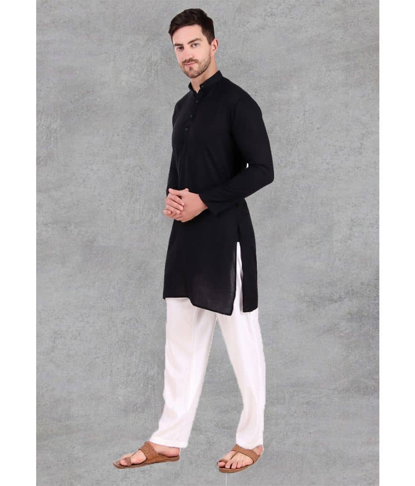 Preen - Black Cotton Blend Regular Fit Men's Kurta Pyjama Set ( Pack of 1 ) - Kurtas & Kurta Sets | Buy online on ZillyBuy