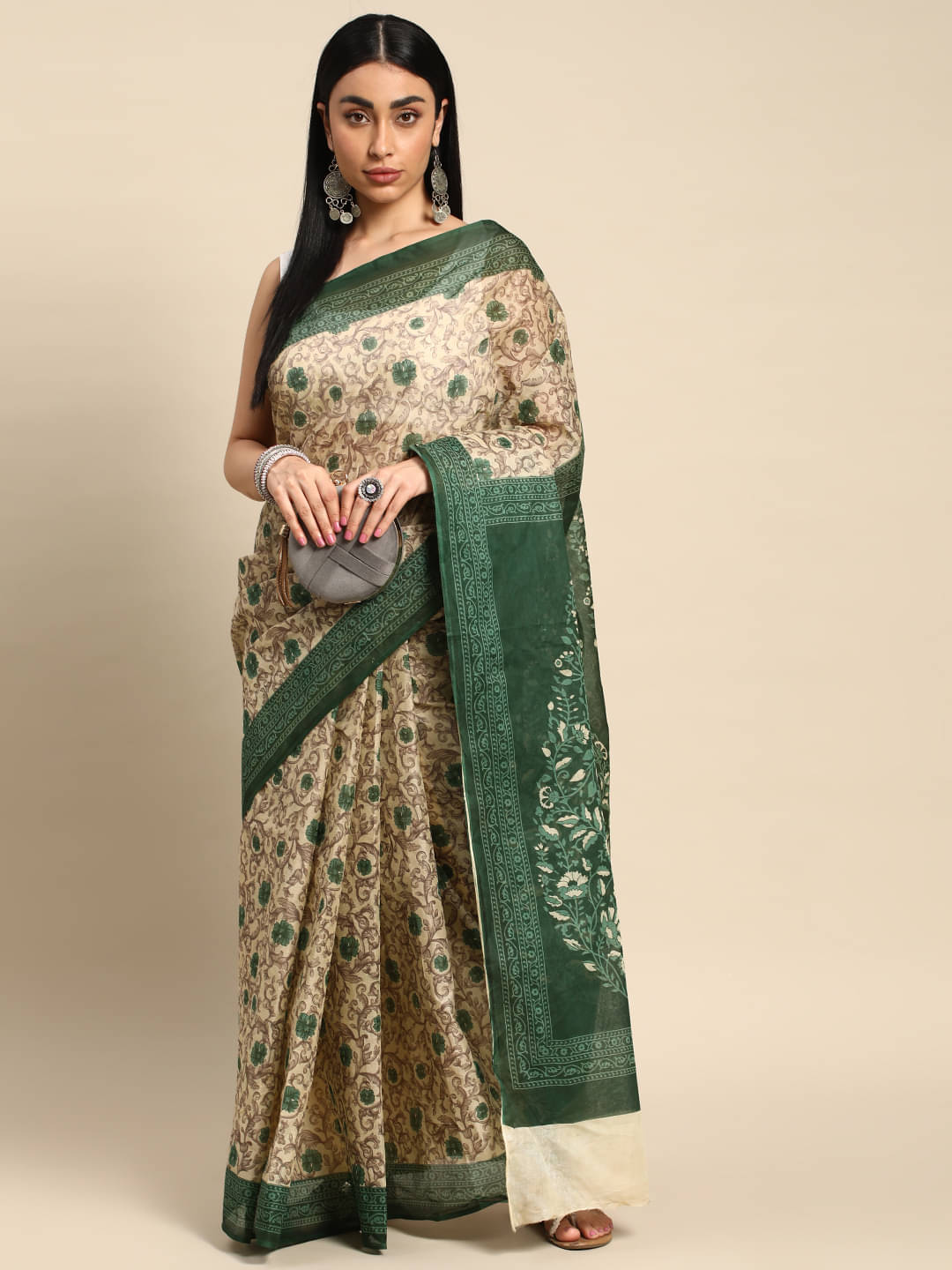     			SHANVIKA Cotton Printed Saree Without Blouse Piece ( Beige )