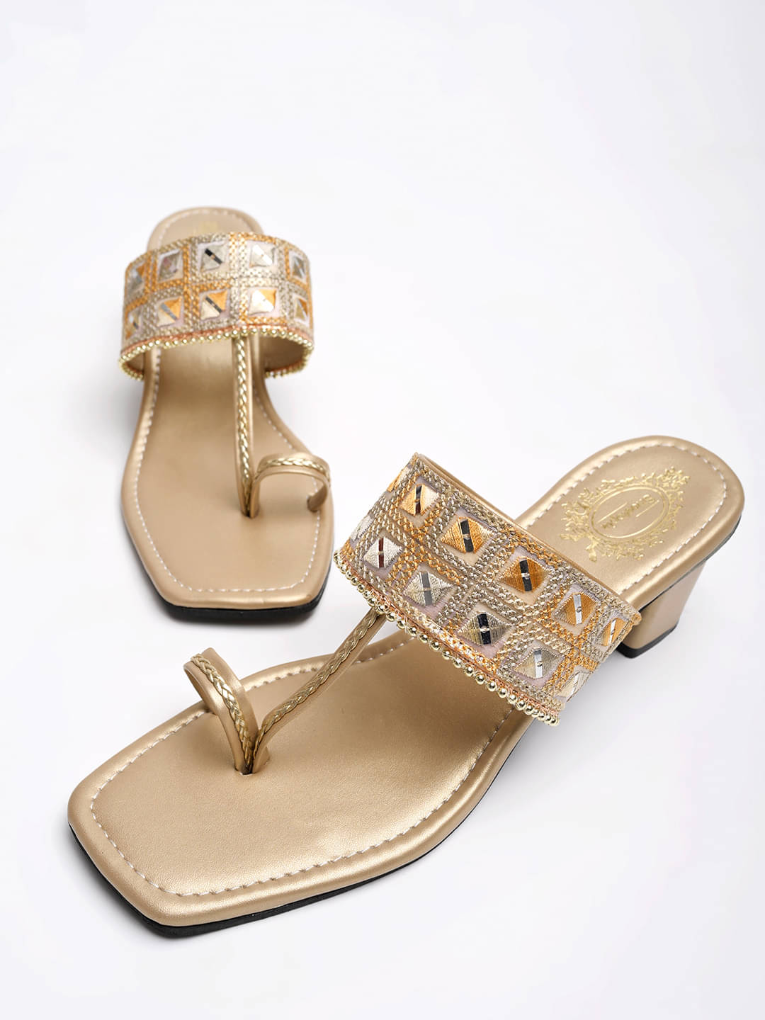 Shoetopia - Gold Women's Slip On Heels Shoetopia - Gold Women's Slip On Heels