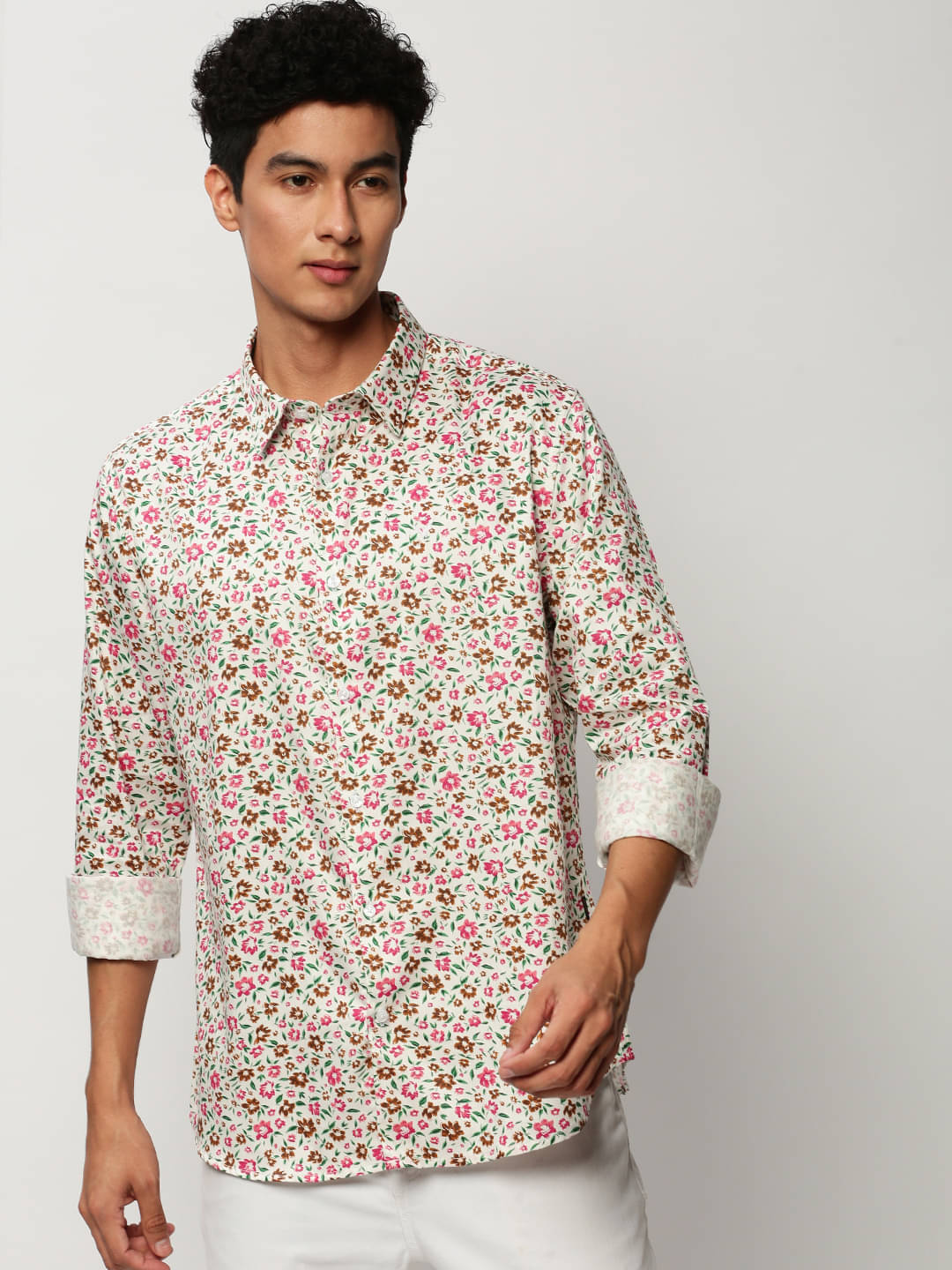     			Showoff Cotton Blend Regular Fit Printed Full Sleeves Men's Casual Shirt - White ( Pack of 1 )