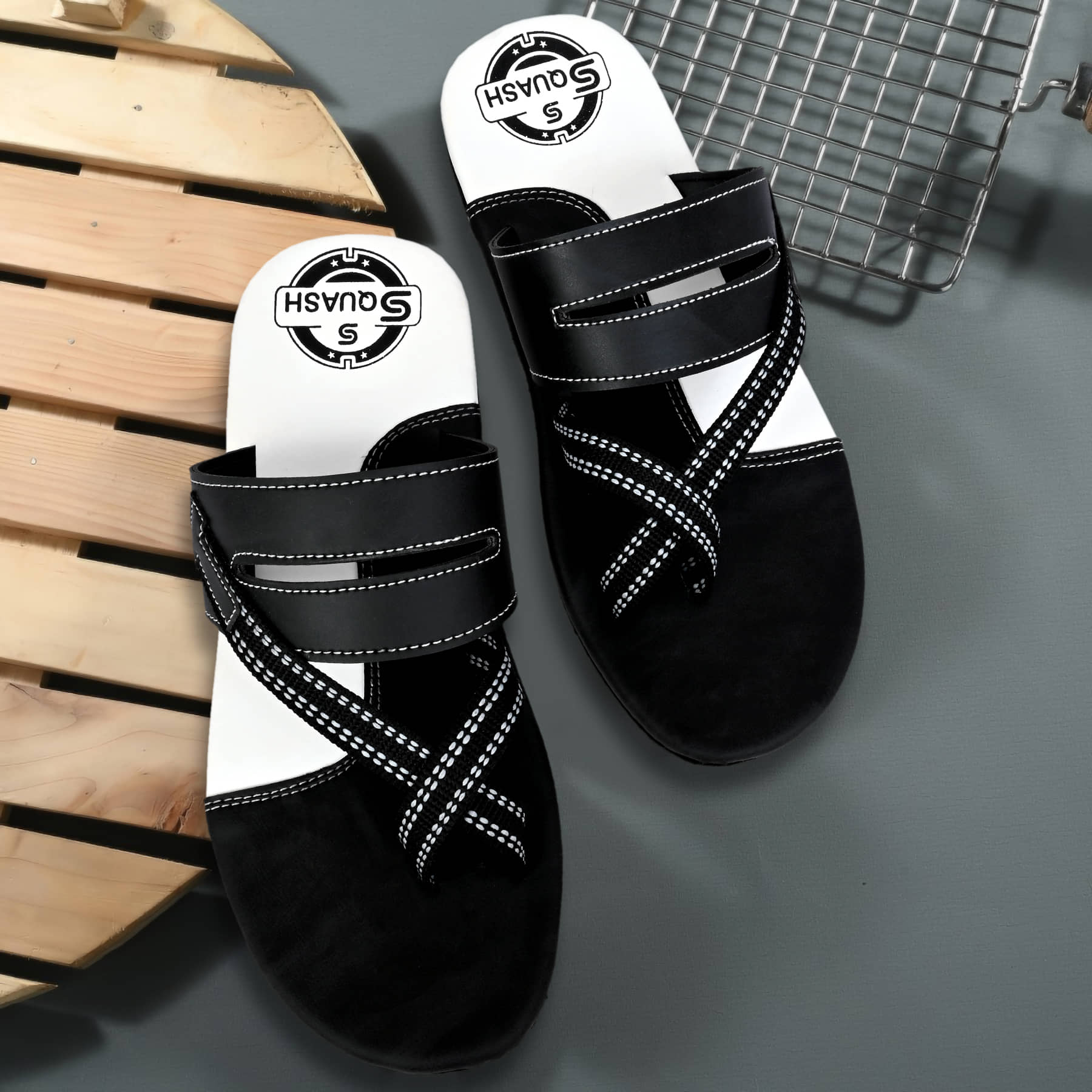 Squash - Black Men's Leather Slipper