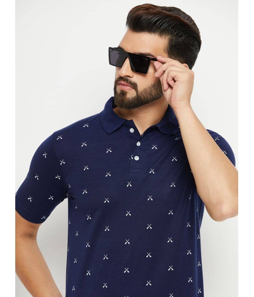 ZEBULUN Cotton Blend Regular Fit Printed Half Sleeves Men's Polo T Shirt - Navy Blue ( Pack of 1 ) ZEBULUN Cotton Blend Regular Fit Printed Half Sleeves Men's Polo T Shirt - Navy Blue ( Pack of 1 )