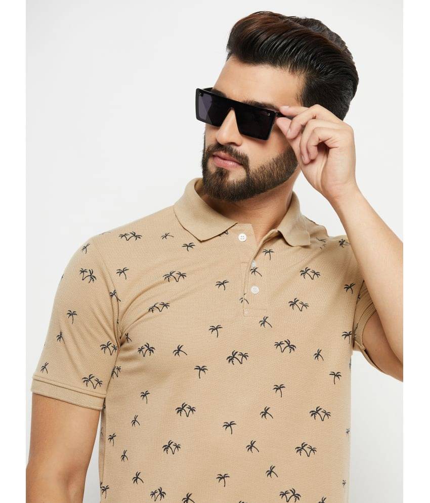 ZEBULUN Pack of 1 Cotton Blend Regular Fit Printed Half Sleeves Men's Polo T Shirt ( Beige ) ZEBULUN Pack of 1 Cotton Blend Regular Fit Printed Half Sleeves Men's Polo T Shirt ( Beige )