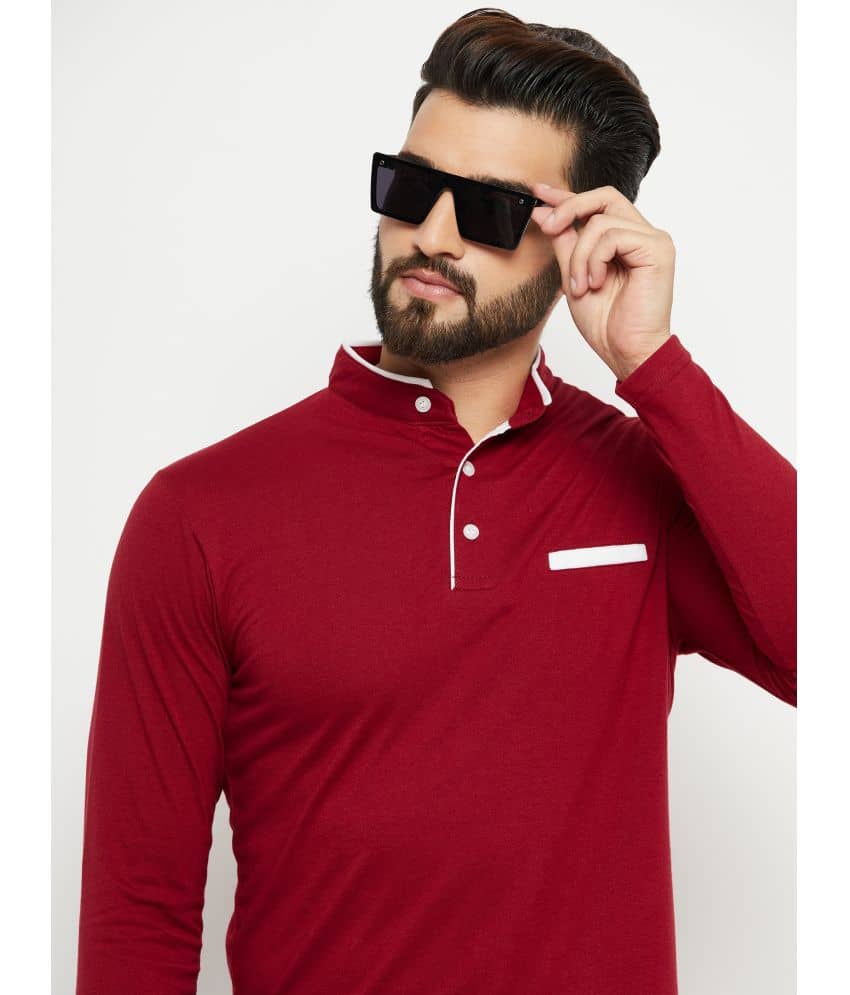 ZEBULUN Pack of 1 Cotton Blend Regular Fit Men's T-Shirt ( Maroon )