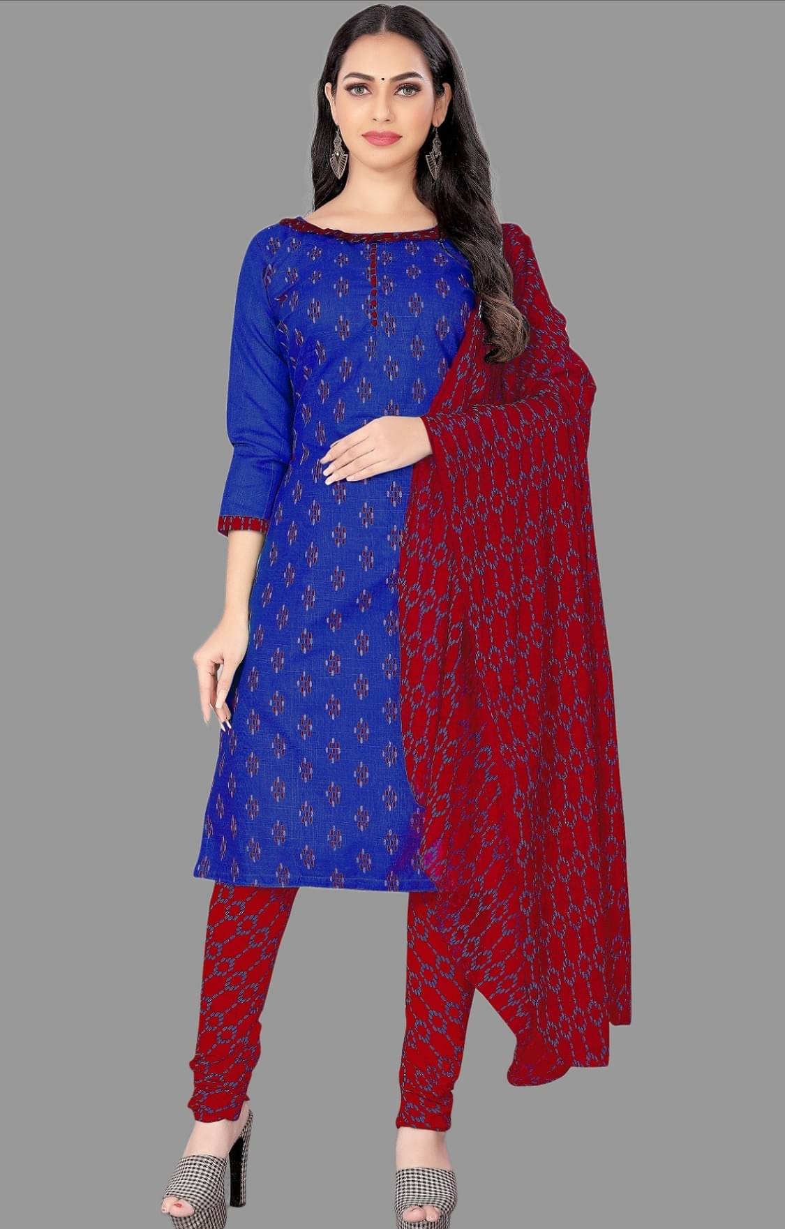     			Apnisha Unstitched Cotton Printed Dress Material - Light Grey ( Pack of 1 )