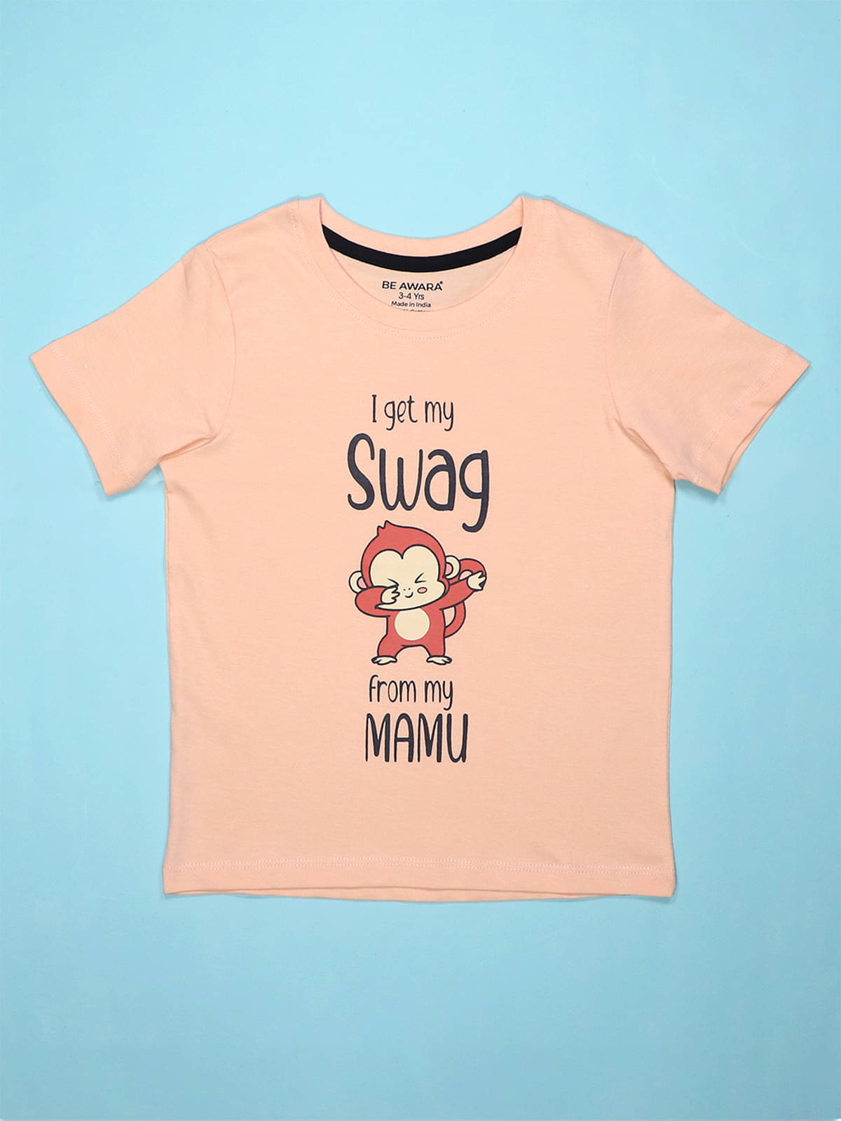    			Be Awara Pack of 1 Boys Cotton T-Shirt ( Peach Puff )