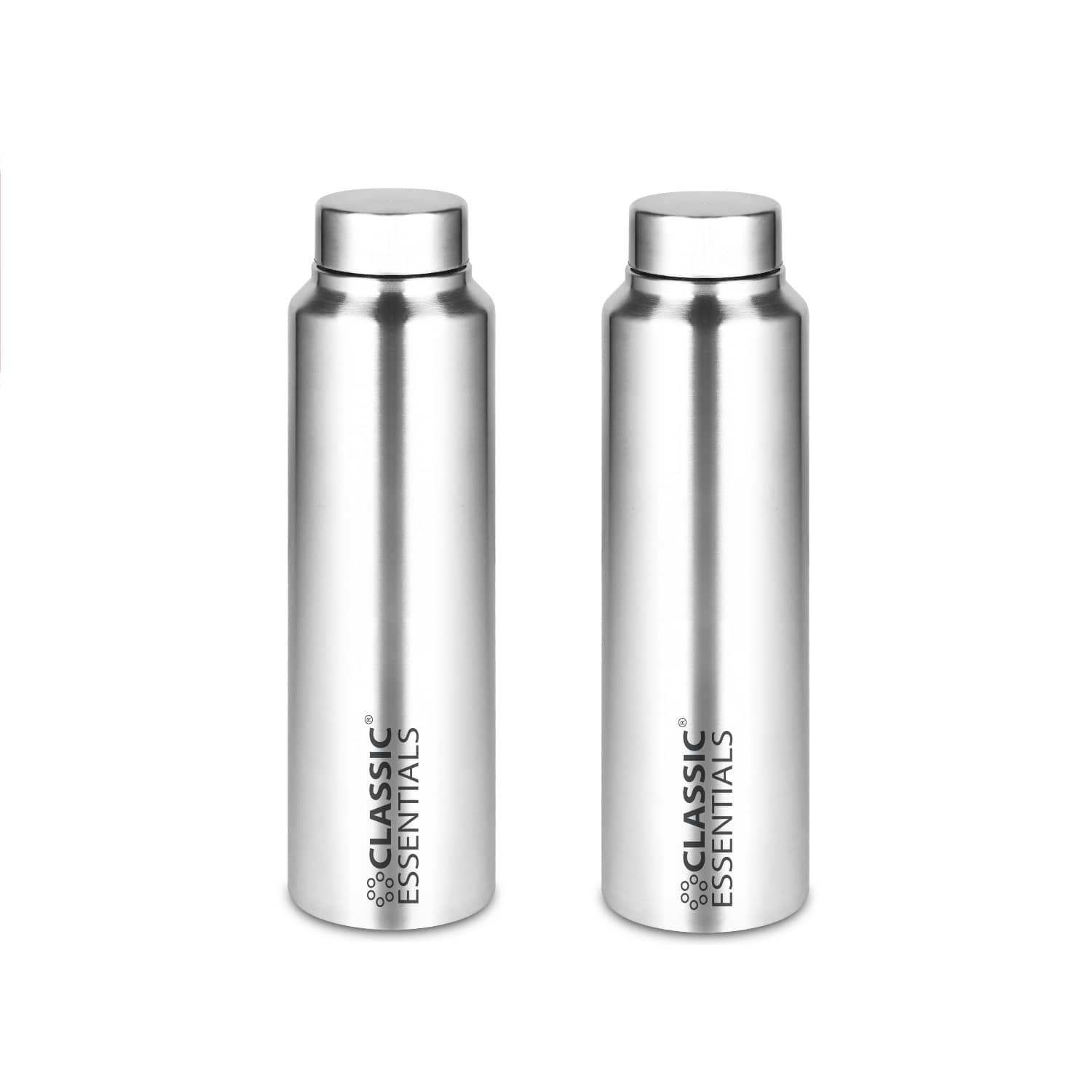Classic Essentials Inox Spring Silver Fridge Water Bottle 1000 mL ( Set of 2 )