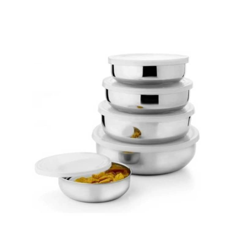 Classic Essentials LB05 Container Steel Silver Food Container ( Set of 5 )