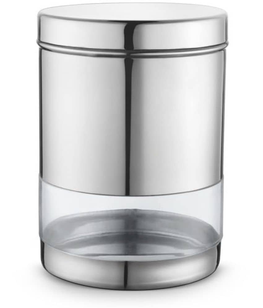 Classic Essentials Sleek Canister Steel Silver Cookie Container ( Set of 1 )