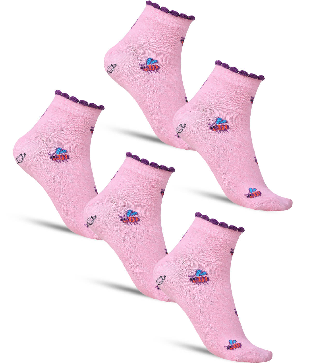 Dollar - Pink Cotton Blend Women's Combo ( Pack of 5 ) - Socks | Buy online on ZillyBuy