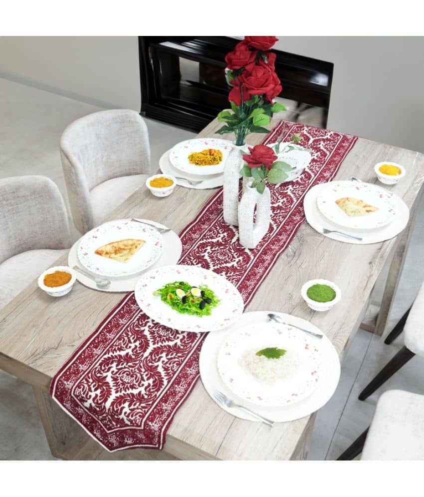 FURNISHING HUT Jute 6 Seater Table Runner ( 180 cm x 34 cm ) Single - Maroon