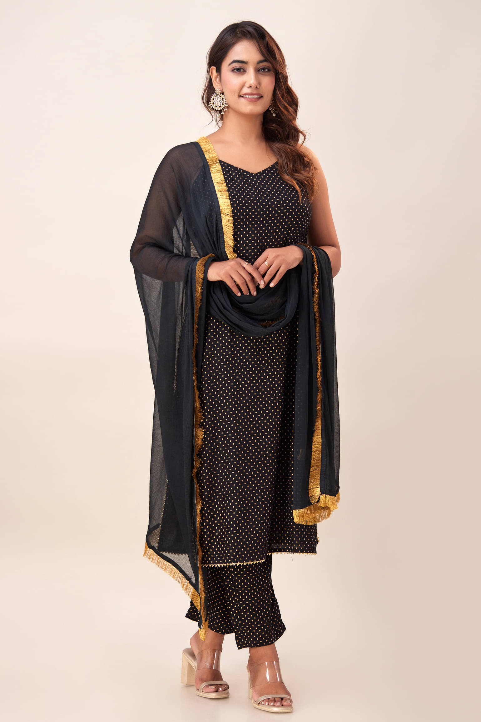     			FabbibaPrints Viscose Printed Kurti With Pants Women's Stitched Salwar Suit - Black ( Pack of 1 )