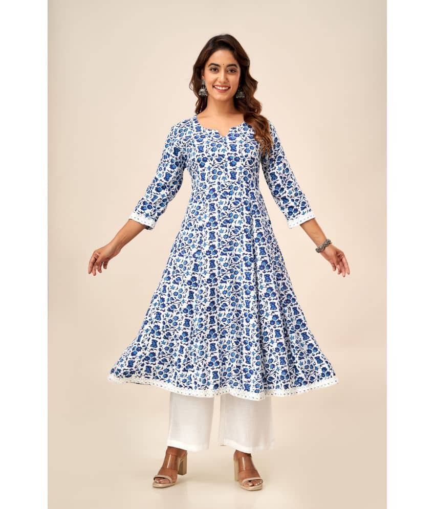 IRIDAA JAIPUR Viscose Printed Anarkali Women's Kurti - Blue ( Pack of 1 ) - Kurtis, Tunics | Buy online on ZillyBuy