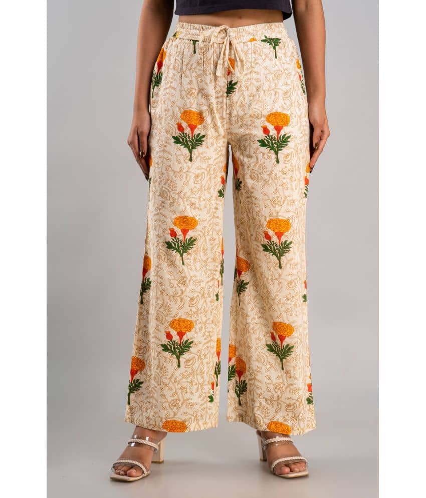 MAUKA - Beige Rayon Women's Palazzo ( Pack of 1 ) - Palazzos | Buy online on ZillyBuy