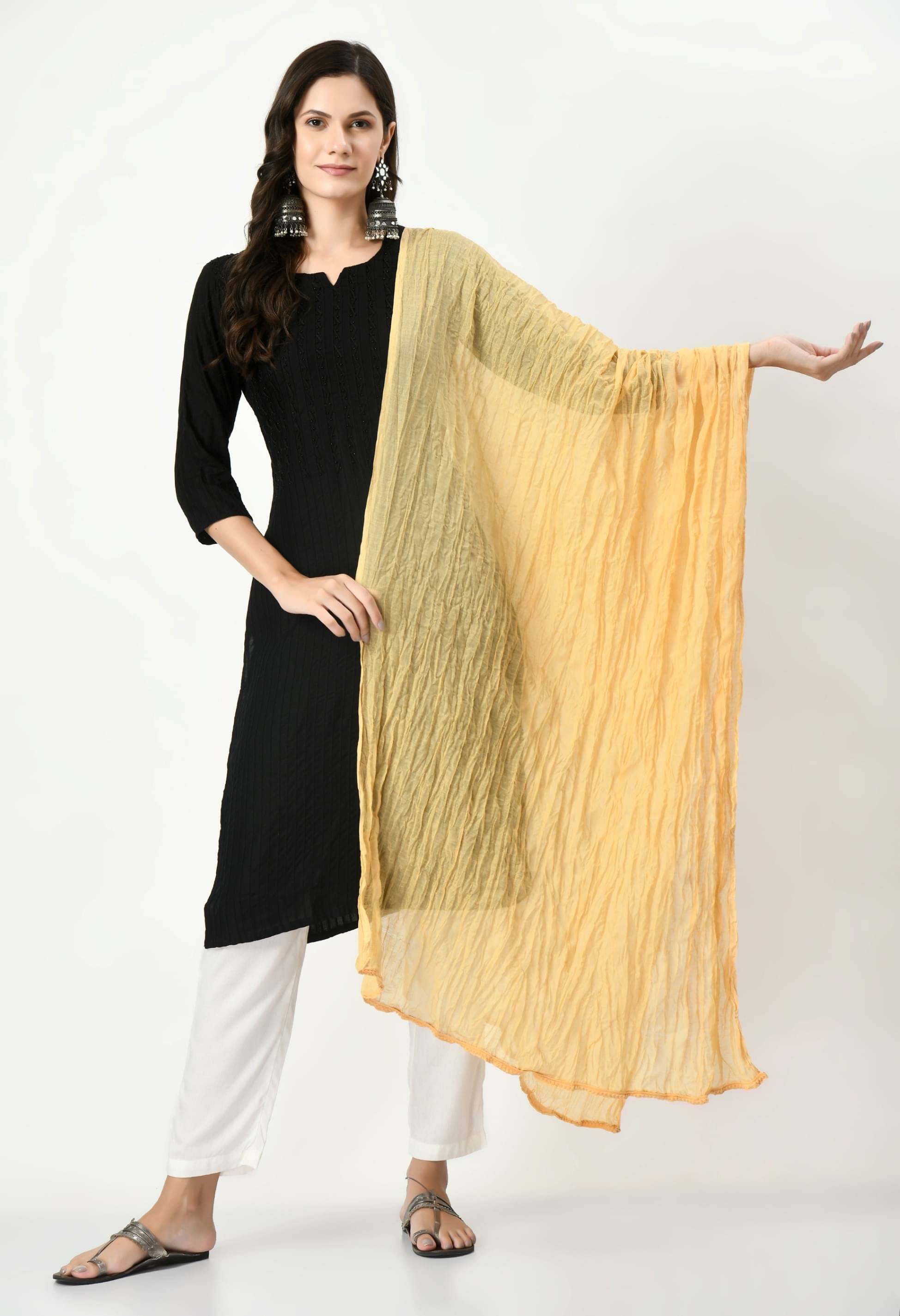     			MAURYA - Beige Cotton Women's Dupatta - ( Pack of 1 )