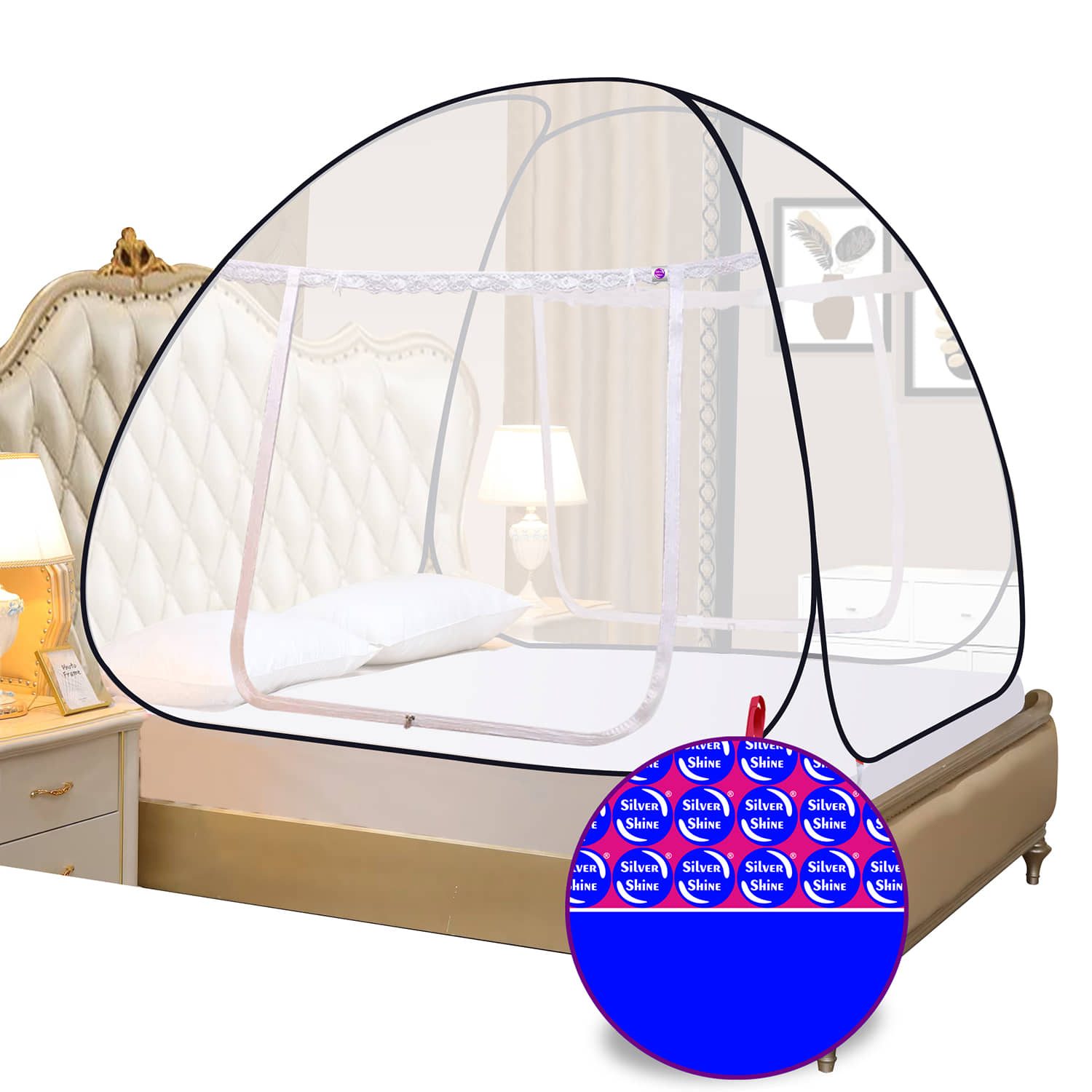 Silver Shine - Black Polypropylene Foldable Mosquito Net, Machardani ( Pack of 1 )
