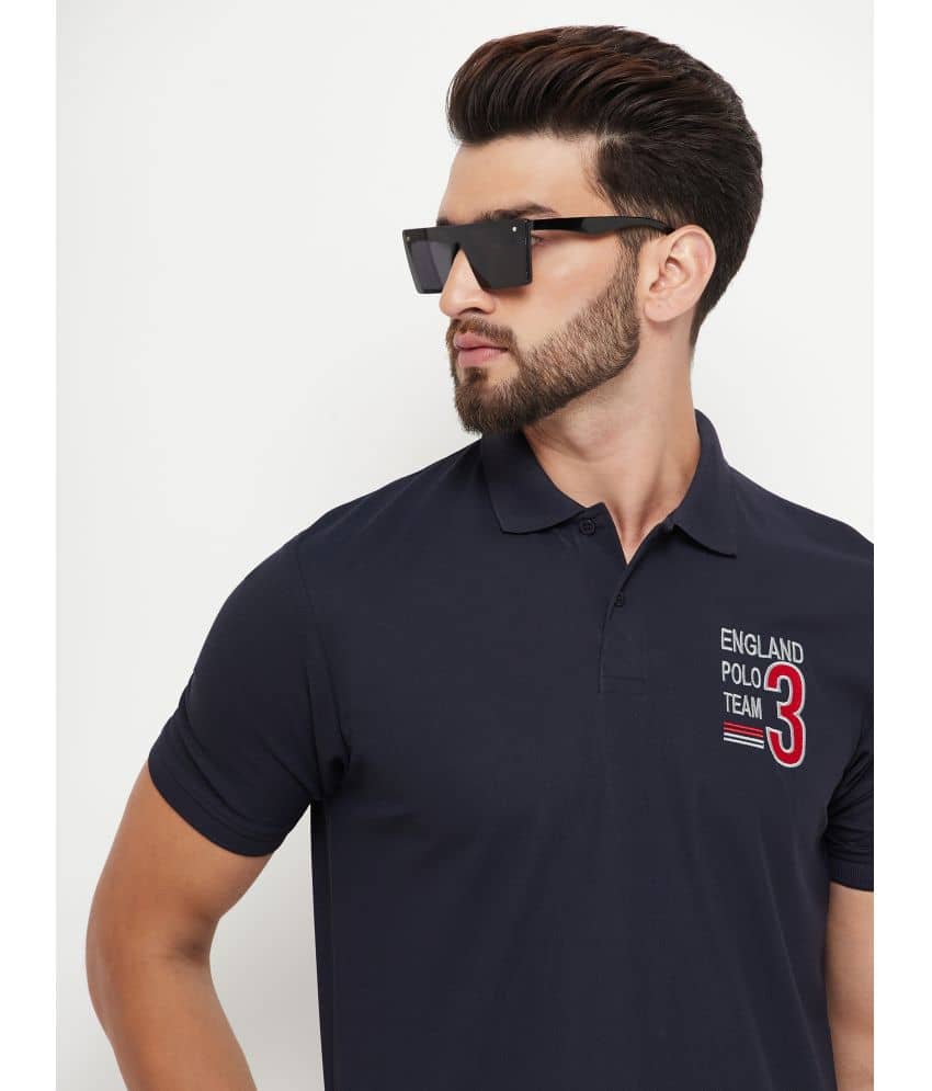 renuovo Pack of 1 Cotton Blend Regular Fit Applique Half Sleeves Men's Polo T Shirt ( Aqua )