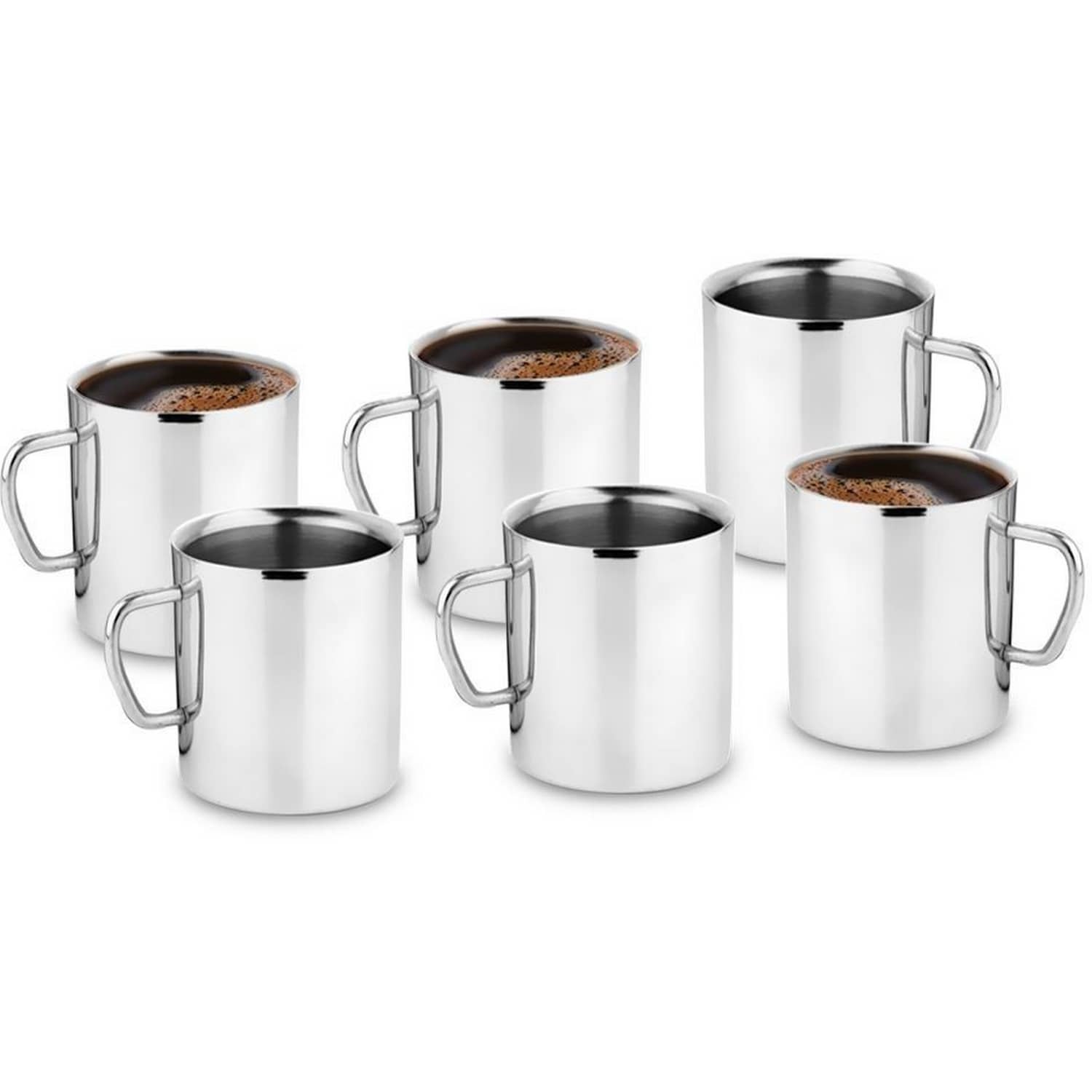 Classic Essentials - Silver Steel Coffee Mug ( Pack of 6 )