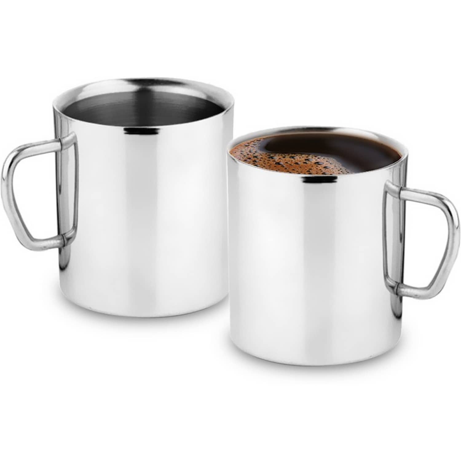 Classic Essentials - Silver Steel Coffee Mug ( Pack of 2 )