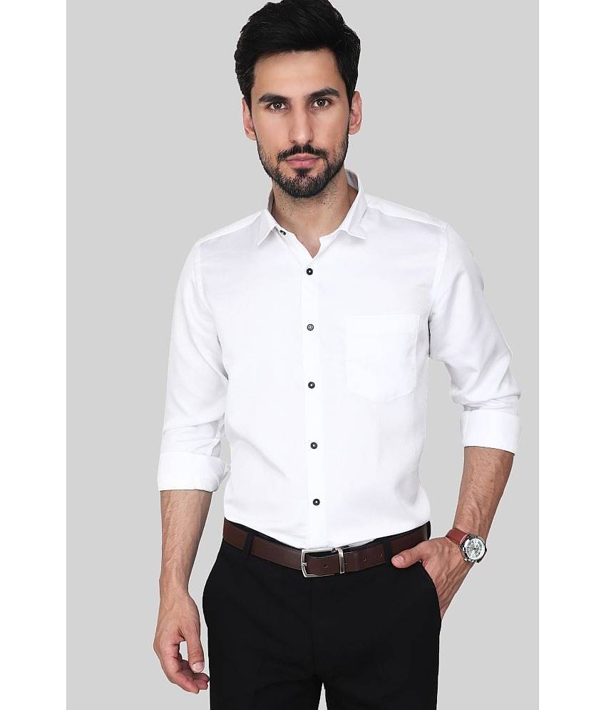 Comey Cotton Blend Regular Fit Solids Full Sleeves Men's Casual Shirt - White ( Pack of 1 )