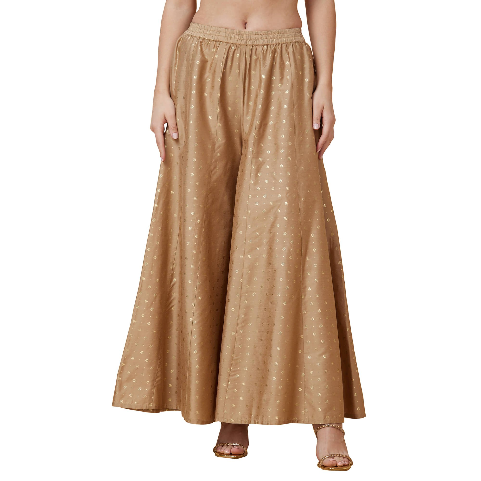 Globus - Gold Viscose Flared Women's Palazzos ( Pack of 1 )