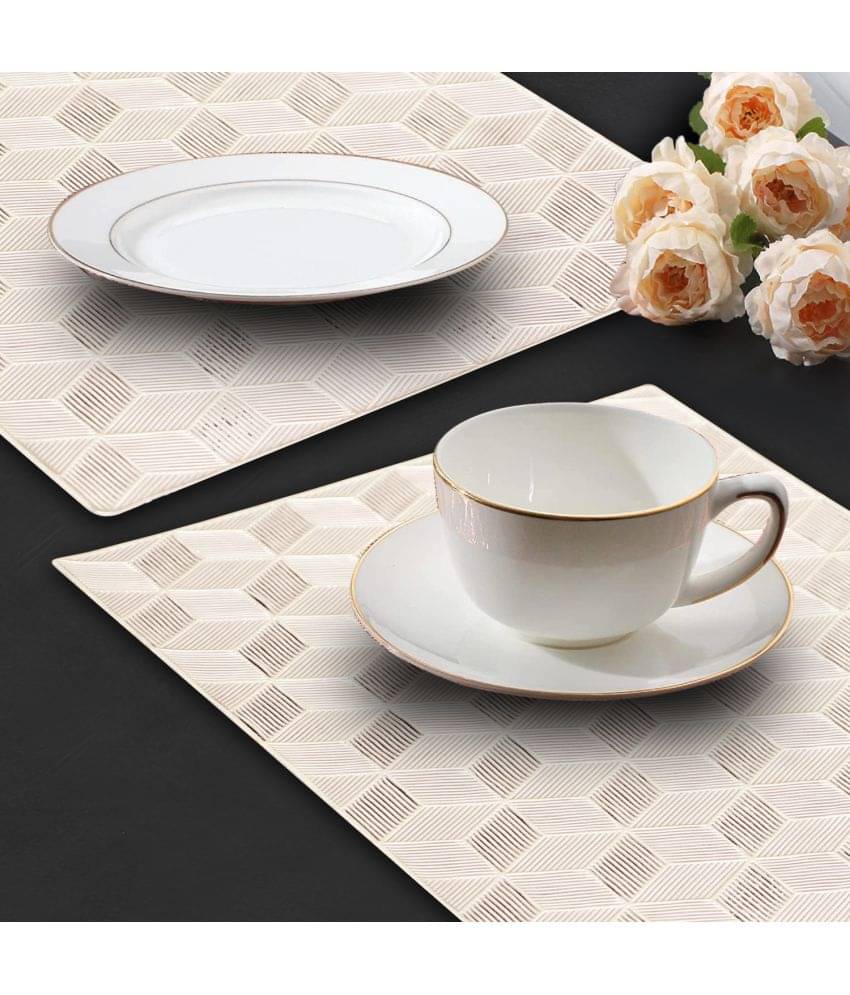     			PVC Abstract Rectangle Table Mats ( 45 cm x 30 cm ) Pack of 2 - Gold