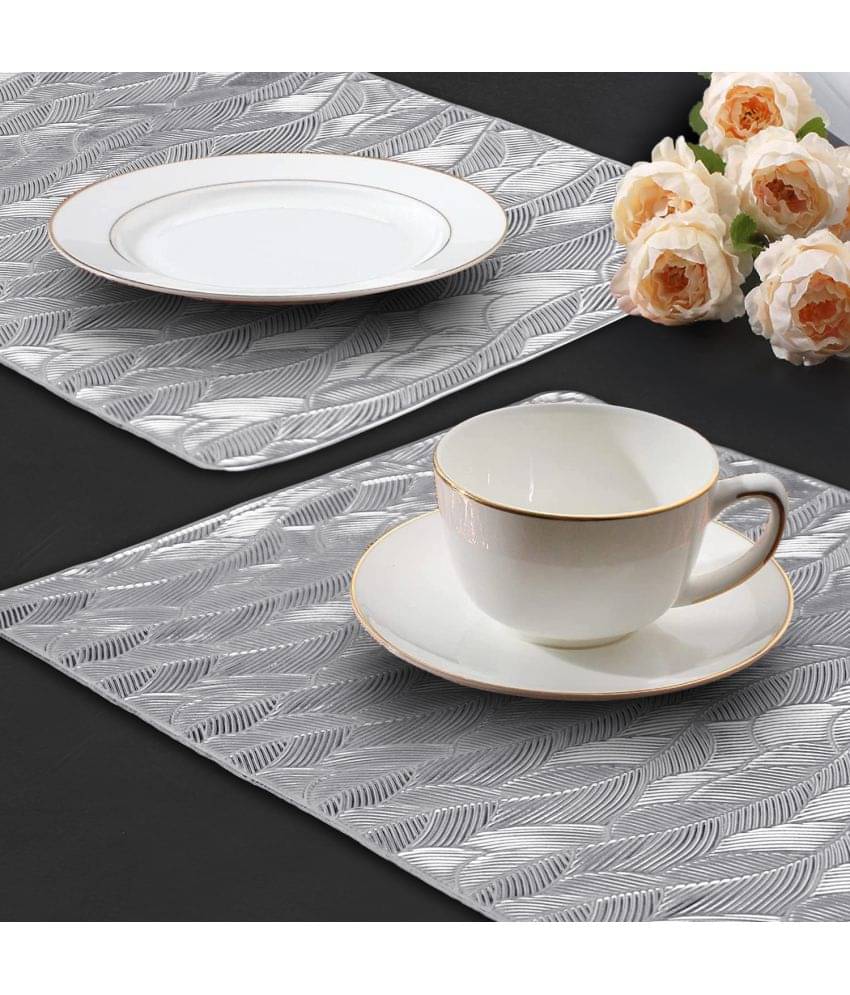 PVC Abstract Rectangle Table Mats ( 45 cm x 30 cm ) Pack of 2 - Silver PVC Abstract Rectangle Table Mats ( 45 cm x 30 cm ) Pack of 2 - Silver