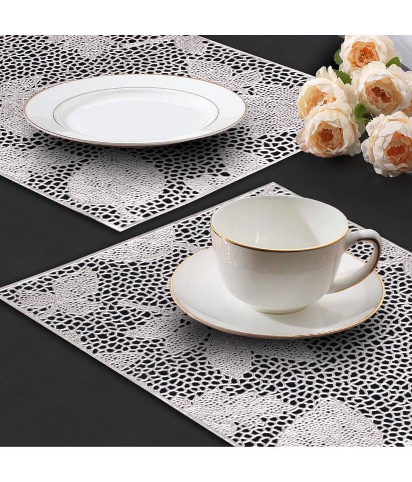     			PVC Abstract Rectangle Table Mats ( 45 cm x 30 cm ) Pack of 2 - Silver