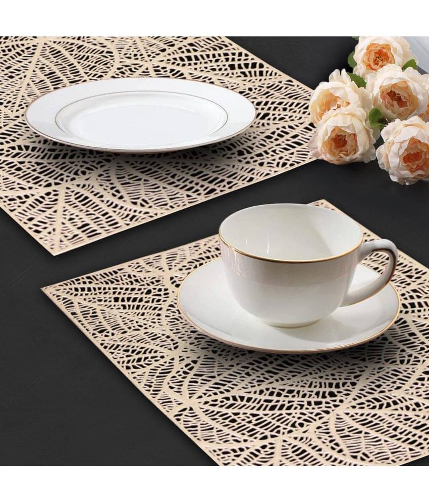     			PVC Abstract Rectangle Table Mats ( 45 cm x 30 cm ) Pack of 2 - Gold