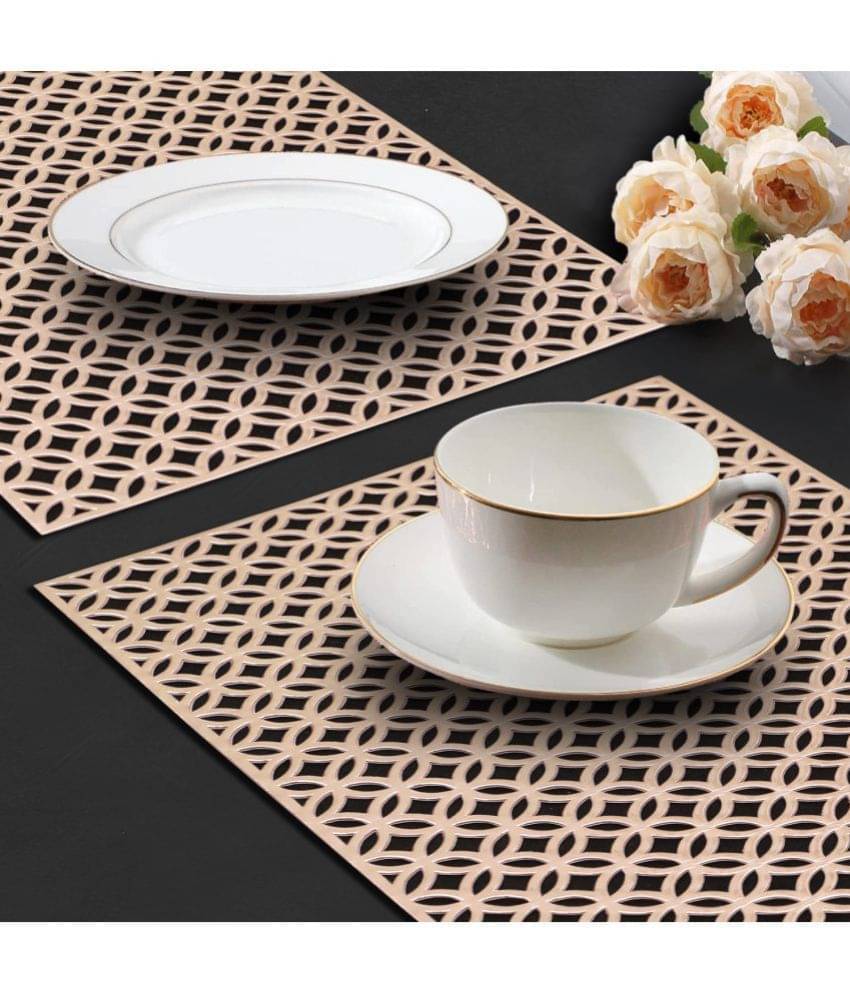     			PVC Abstract Rectangle Table Mats ( 45 cm x 30 cm ) Pack of 2 - Gold