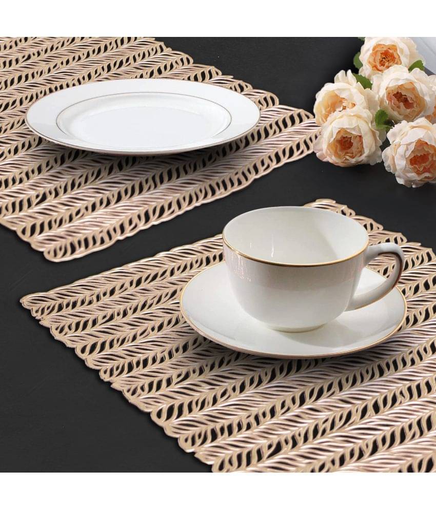     			PVC Abstract Rectangle Table Mats ( 45 cm x 30 cm ) Pack of 2 - Gold
