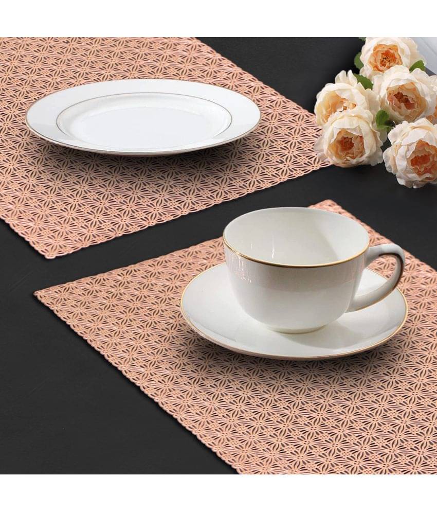     			PVC Floral Rectangle Table Mats ( 45 cm x 30 cm ) Pack of 2 - Brown