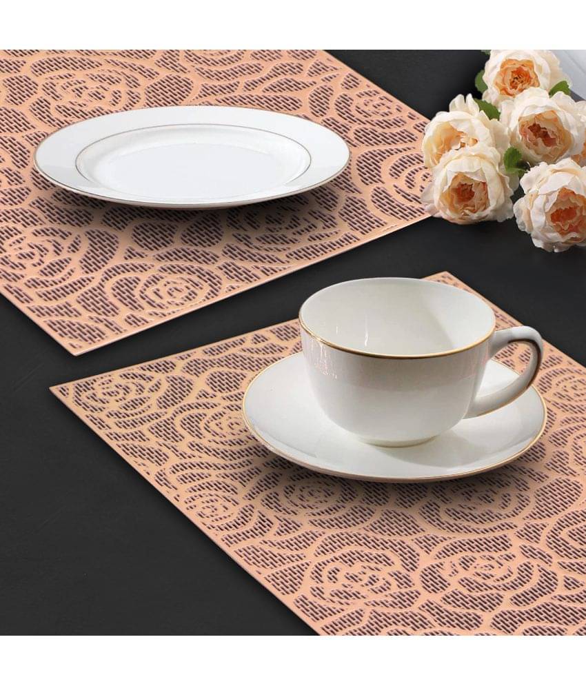 PVC Floral Rectangle Table Mats ( 45 cm x 30 cm ) Pack of 2 - Brown PVC Floral Rectangle Table Mats ( 45 cm x 30 cm ) Pack of 2 - Brown