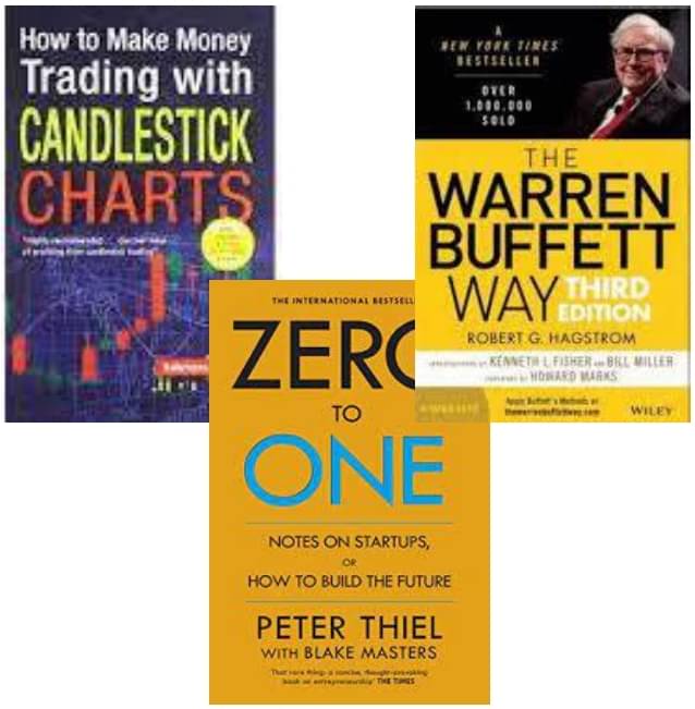     			How to Make Money Trading with Candlestick Charts + The warren buffett way + Zero To One