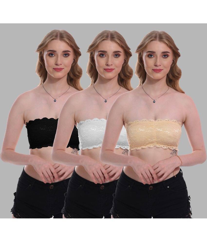     			Madam Pack of 3 Net Lightly Padded Women's Tube Bra ( Multicolor )