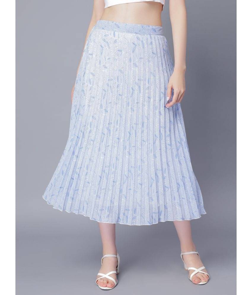 NUEVOSDAMAS - Blue Georgette Women's Flared Skirt ( Pack of 1 ) NUEVOSDAMAS - Blue Georgette Women's Flared Skirt ( Pack of 1 )