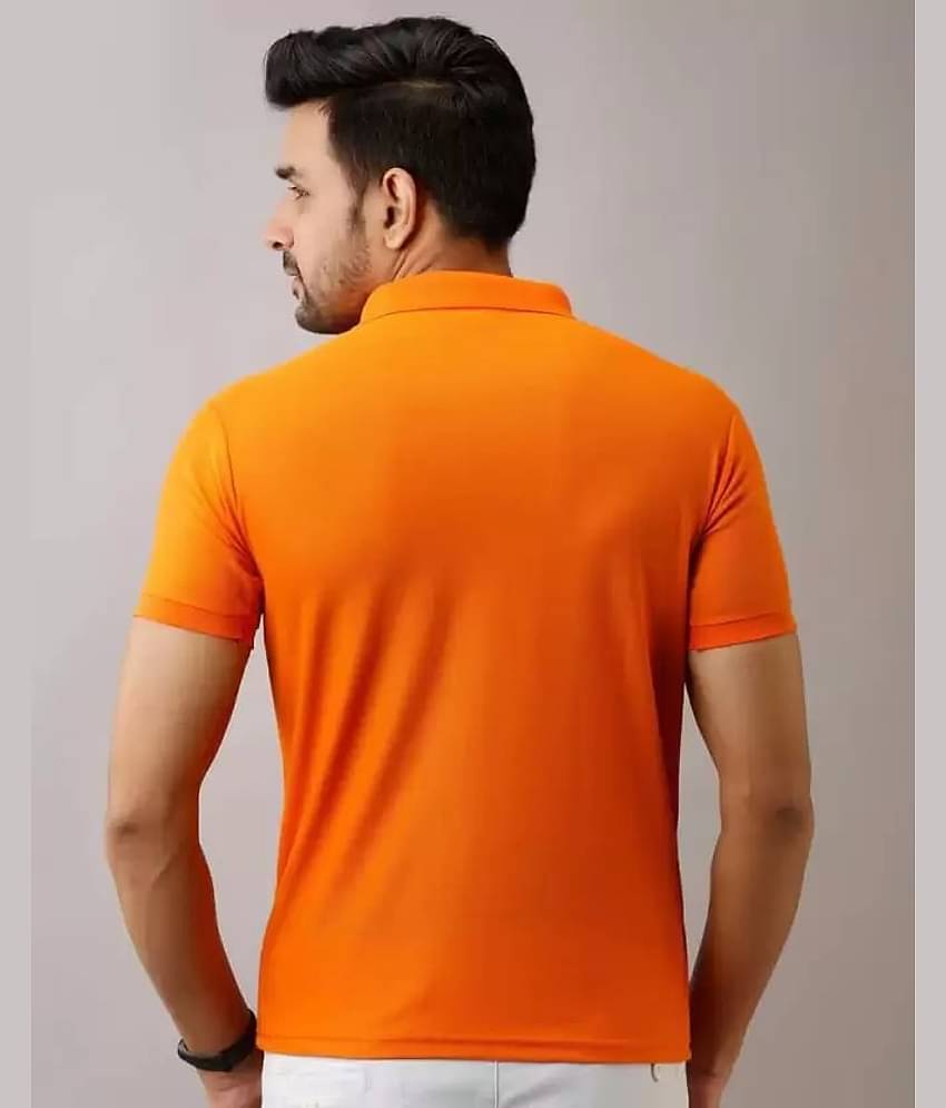 SKYRISE Pack of 1 Cotton Blend Slim Fit Solid Half Sleeves Men's Polo T Shirt ( Orange )