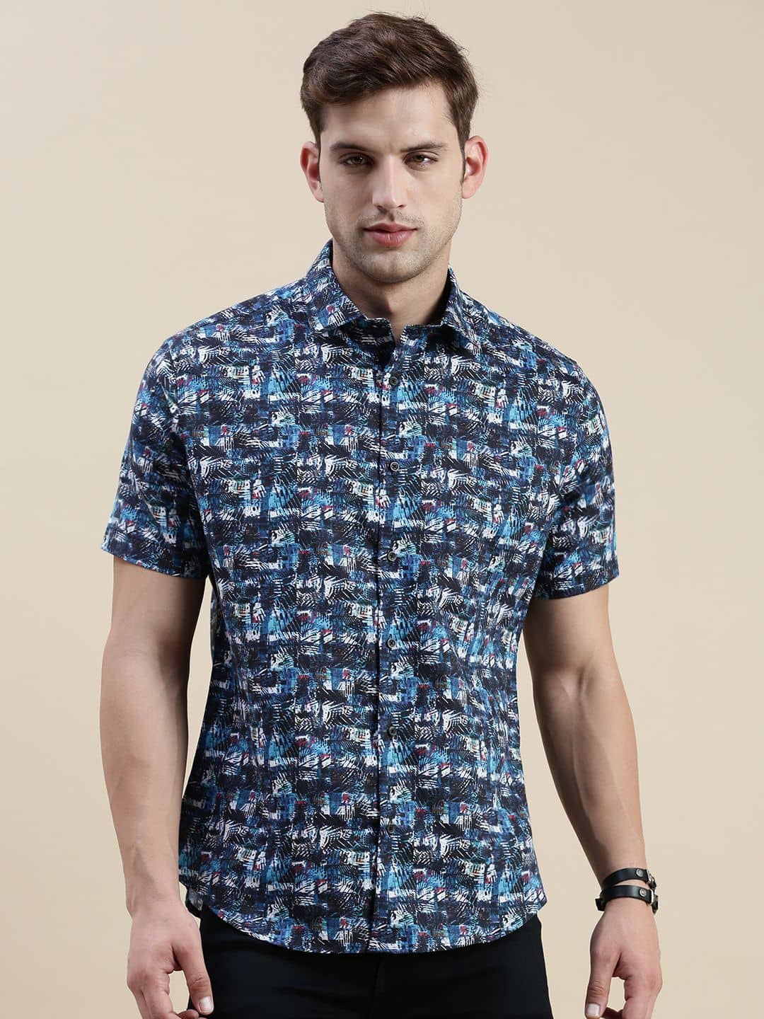 Showoff Cotton Blend Regular Fit Printed Half Sleeves Men's Casual Shirt - Multi ( Pack of 1 )