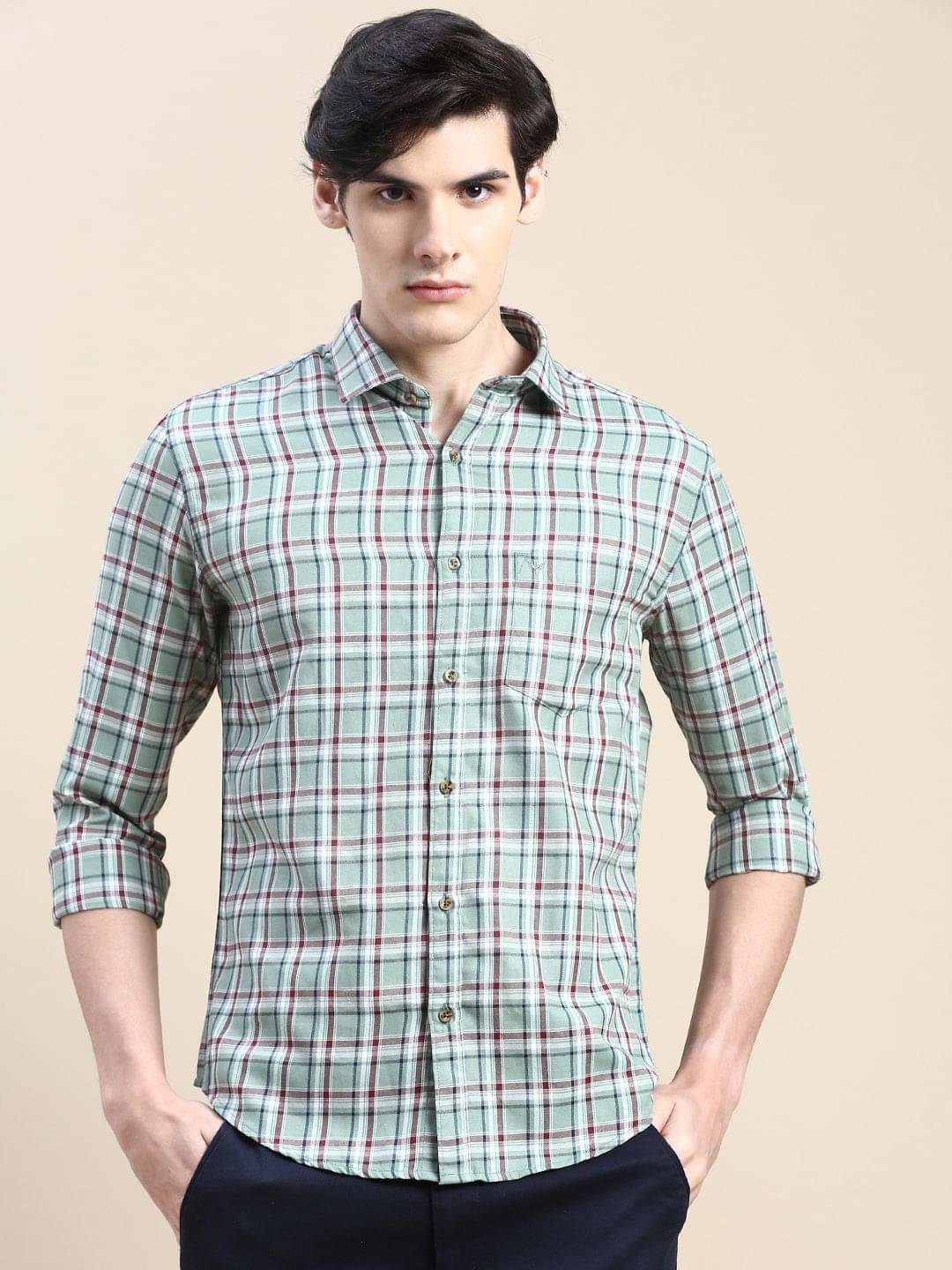 Showoff Cotton Blend Regular Fit Checks Full Sleeves Men's Casual Shirt - Green ( Pack of 1 )     			Showoff Cotton Blend Regular Fit Checks Full Sleeves Men's Casual Shirt - Green ( Pack of 1 )