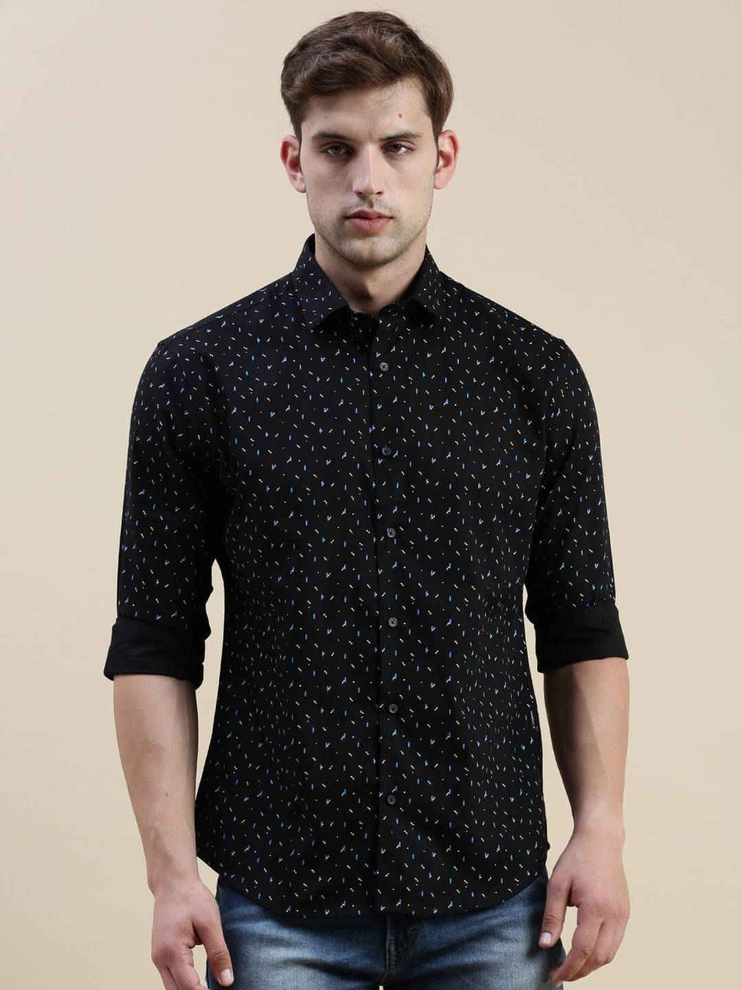 Showoff Cotton Blend Regular Fit Printed Full Sleeves Men's Casual Shirt - Black ( Pack of 1 ) Showoff Cotton Blend Regular Fit Printed Full Sleeves Men's Casual Shirt - Black ( Pack of 1 )