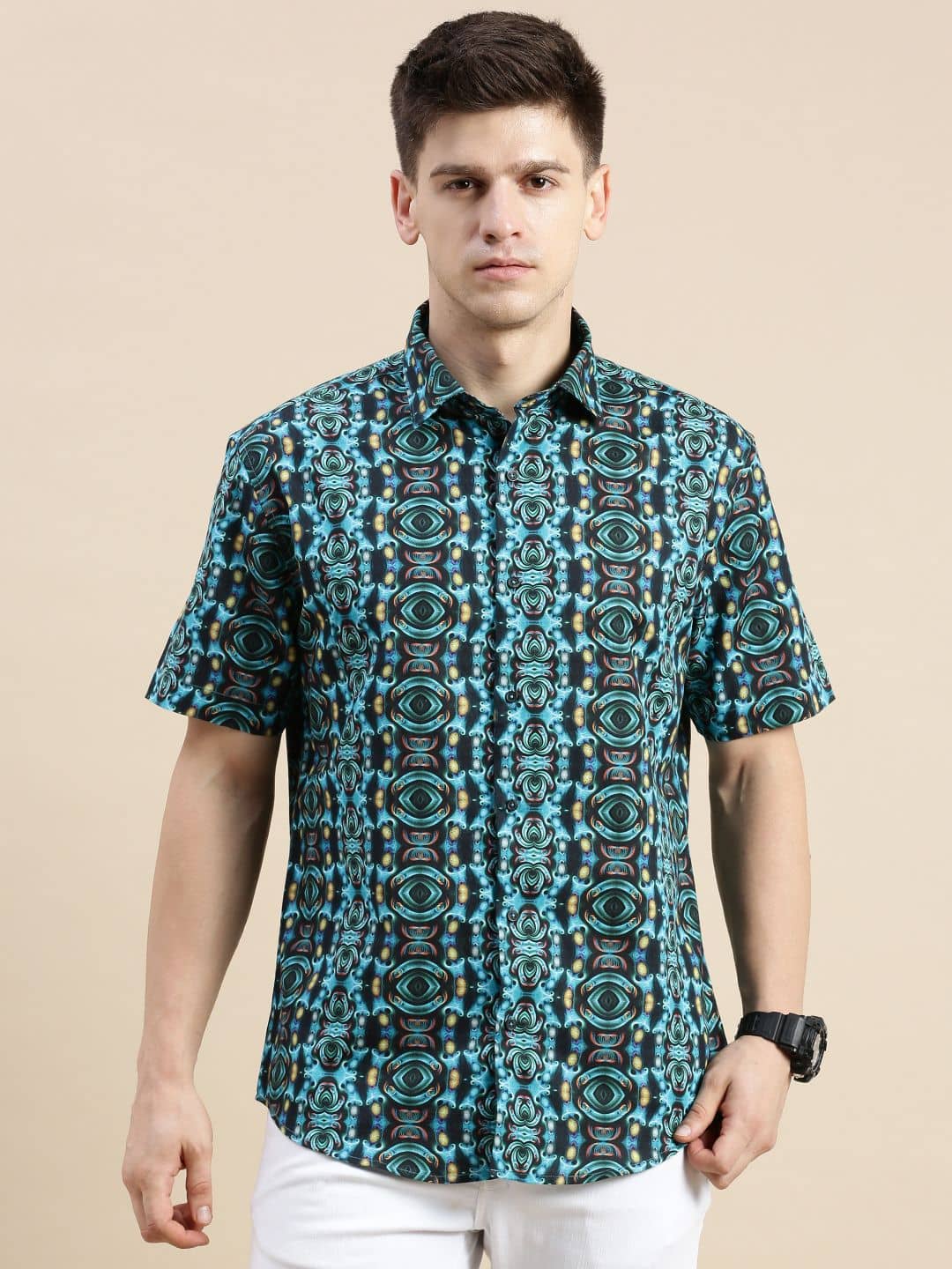 Showoff Cotton Blend Regular Fit Printed Half Sleeves Men's Casual Shirt - Multi ( Pack of 1 )