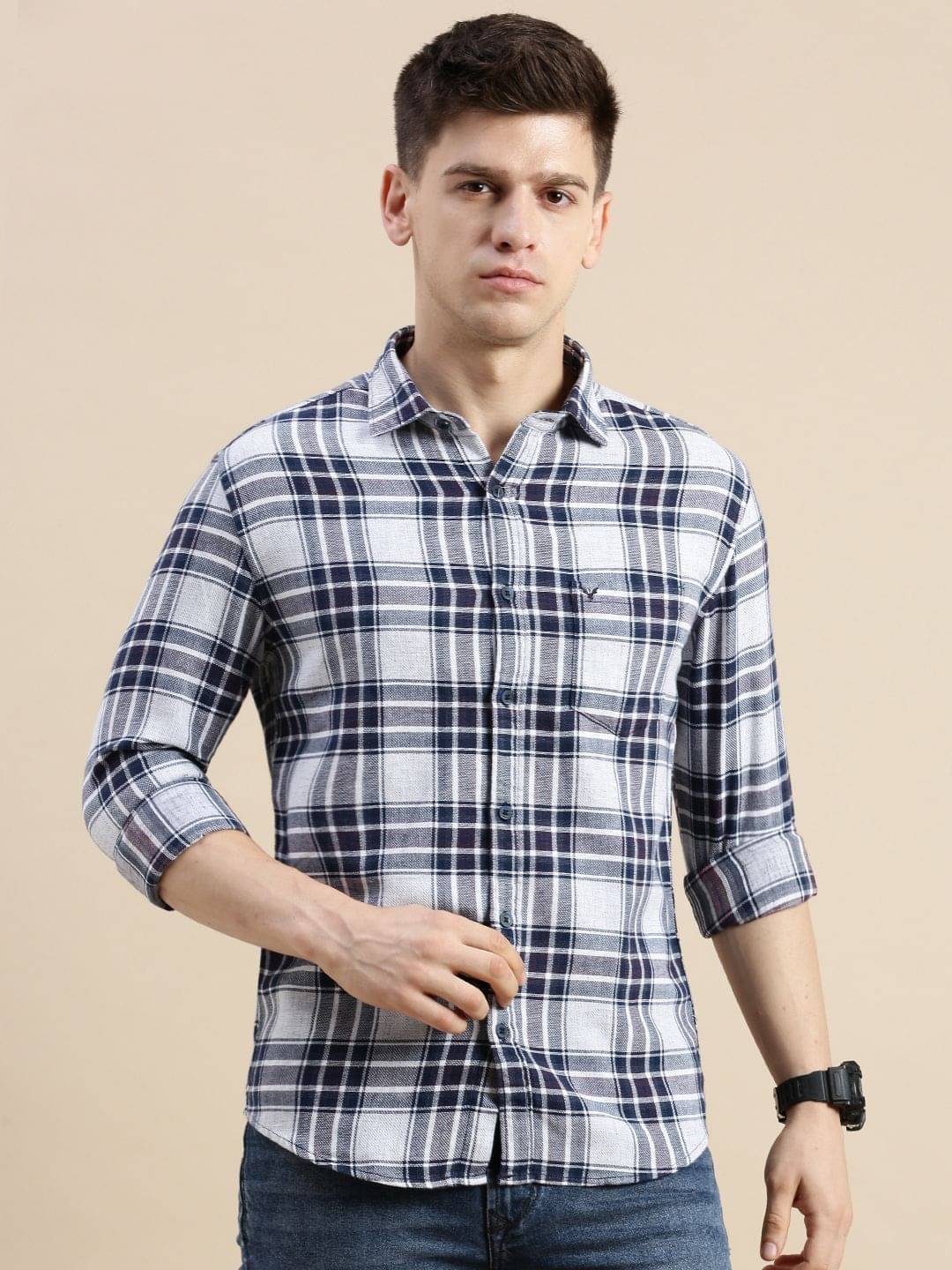Showoff Cotton Blend Regular Fit Checks Full Sleeves Men's Casual Shirt - Off White ( Pack of 1 ) Showoff Cotton Blend Regular Fit Checks Full Sleeves Men's Casual Shirt - Off White ( Pack of 1 )